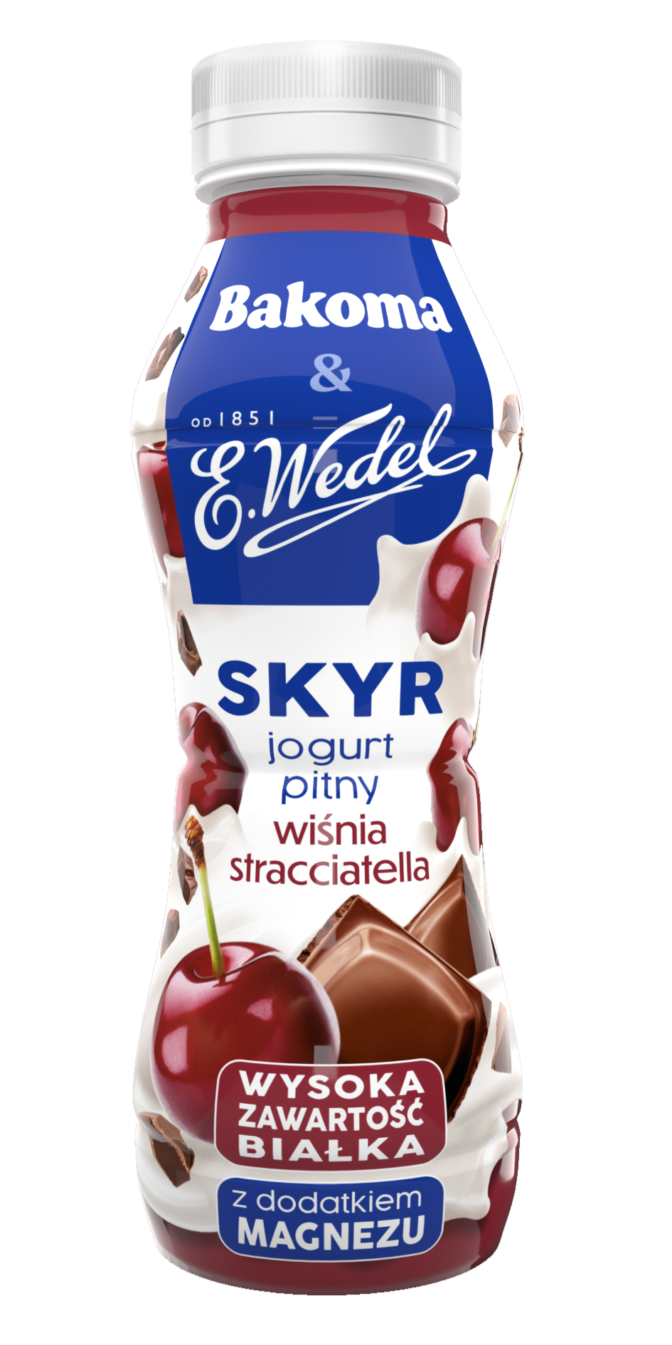 Bakoma&Wedel Skyr Jogurt Pitny Wiśnia Stracciatella 300G Z Dodatkiem Magnezu