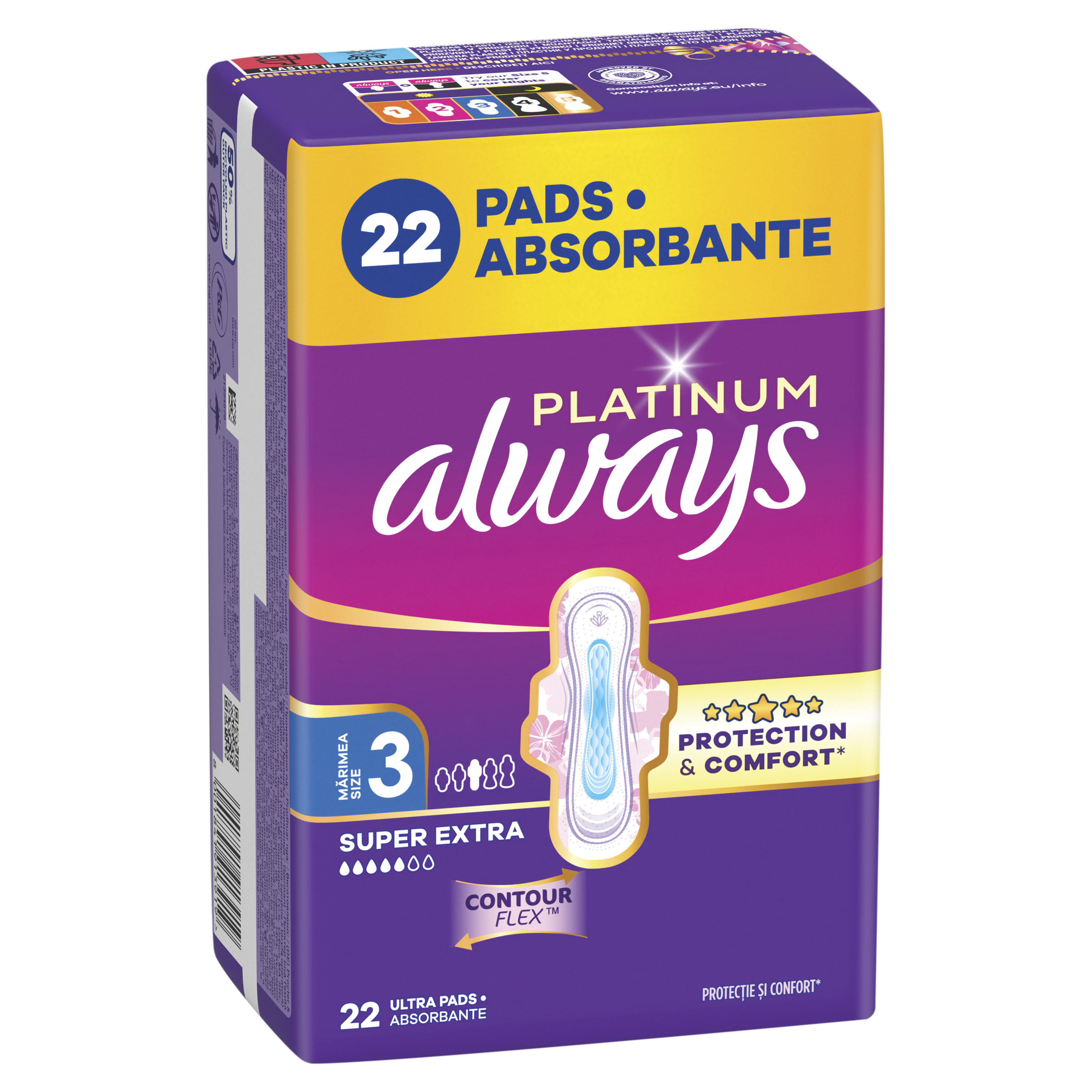 Always Platinum Super Extra, Podpaski Ze Skrzydełkami, 22 Sztuk
