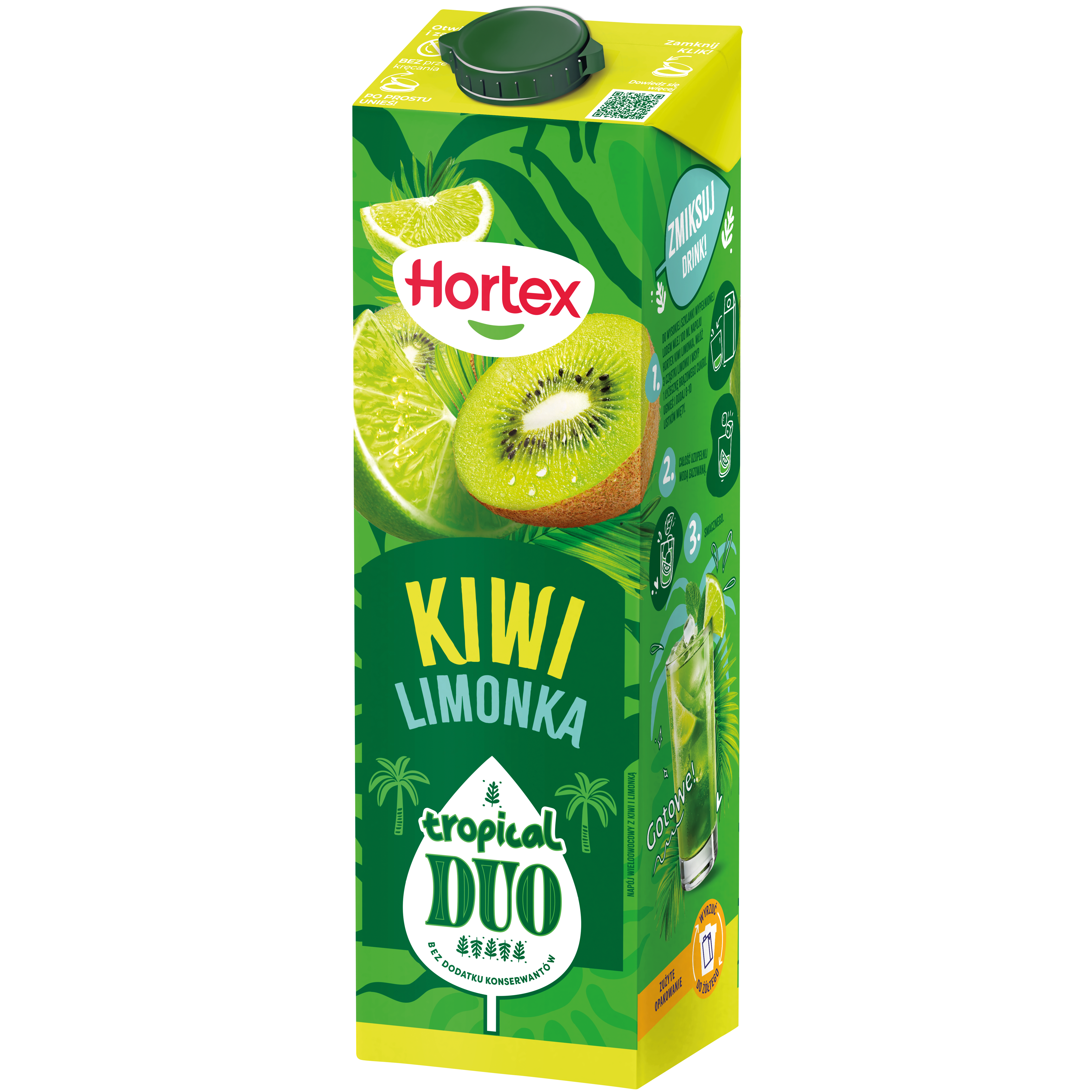 Hortex Tropical Duo Napój Kiwi Limonka Karton 1L