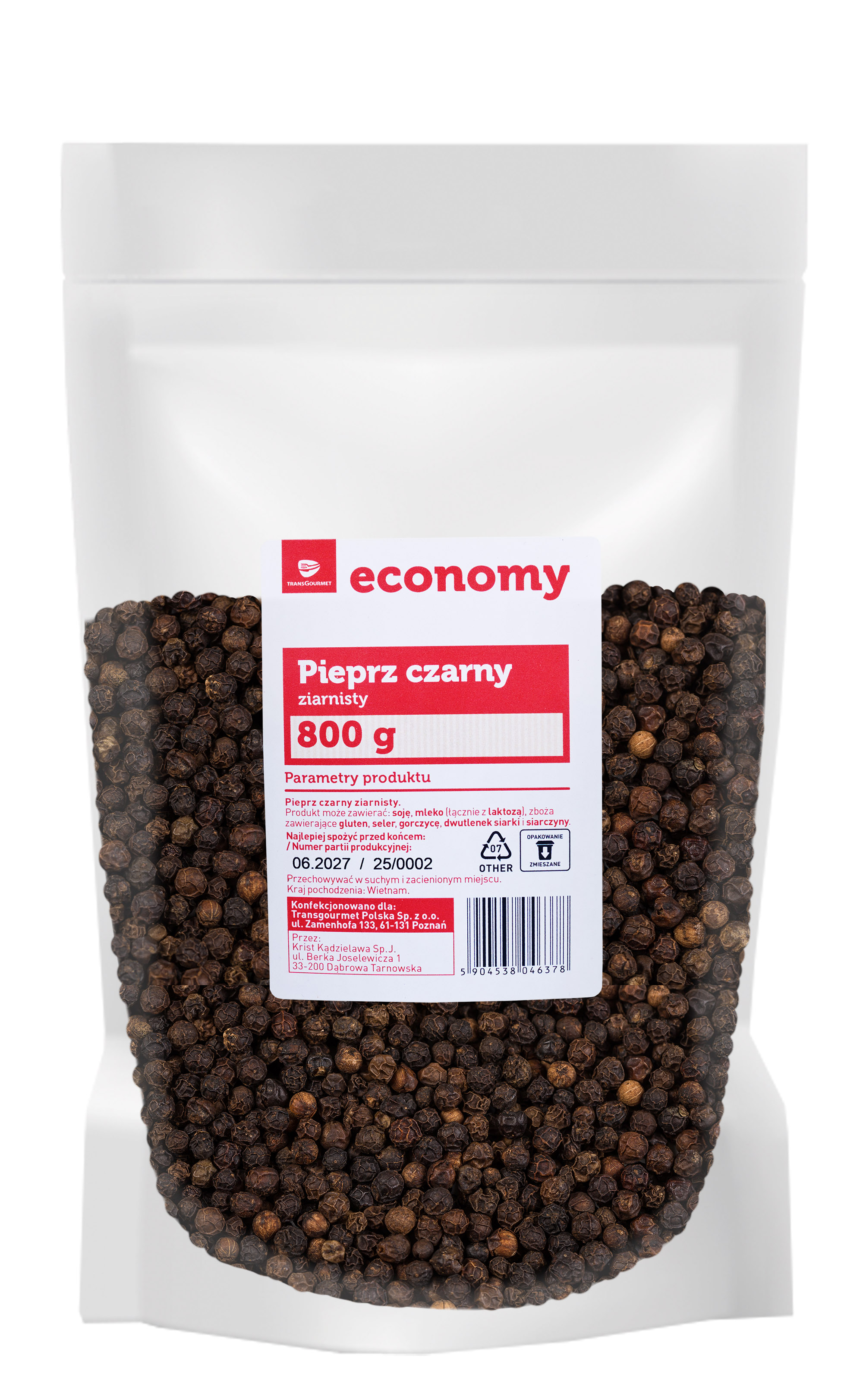 Tge Pieprz Czarny Ziarno 800 G