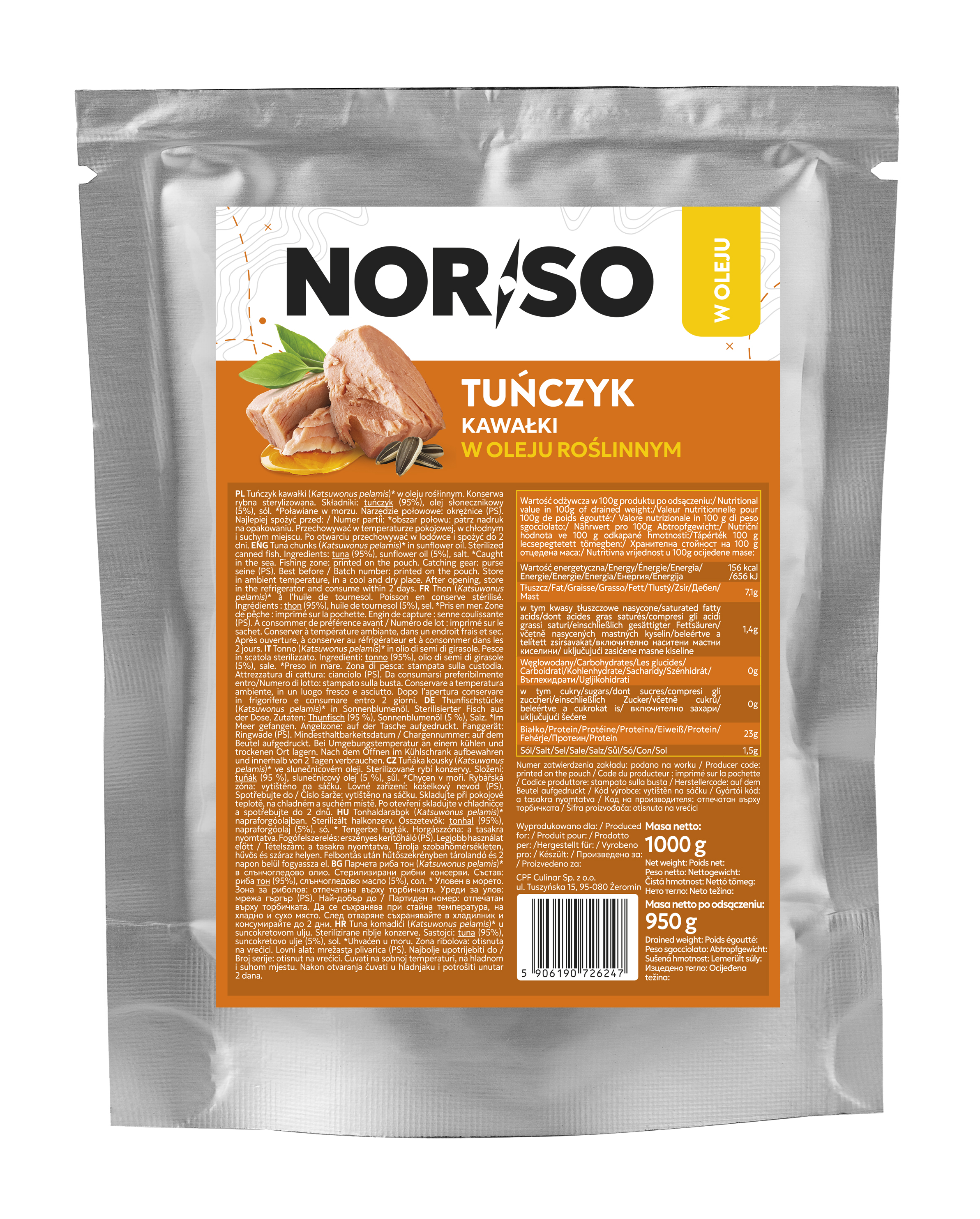Norso Tuńczyk Kawałki W Oleju Roślinnym 1000G