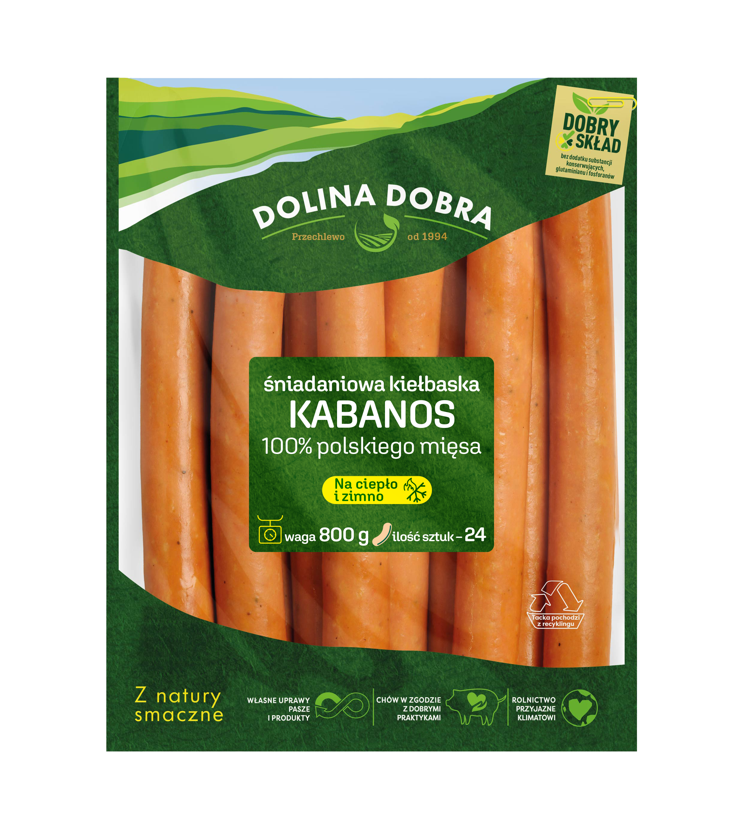 Śniadaniowa Kiełbaska Kabanos 800 G Dolina Dobra