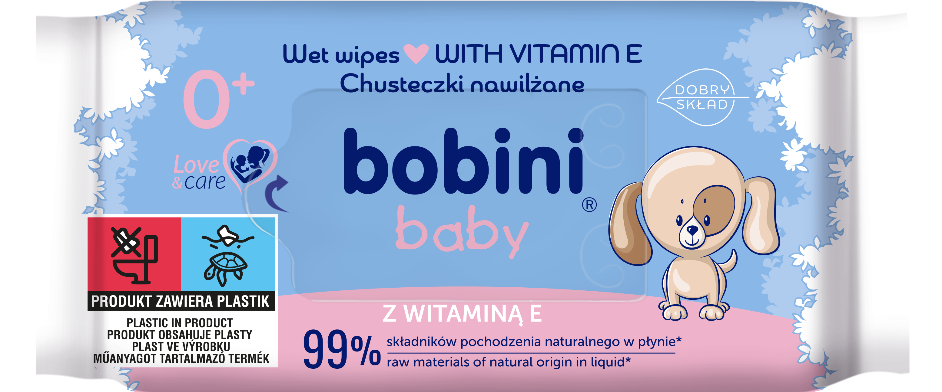 Bobini Baby Chusteczki Nawilżane Dla Dzieci I Niemowląt 60 Szt. Z Witaminą E 2+1 Gratis
