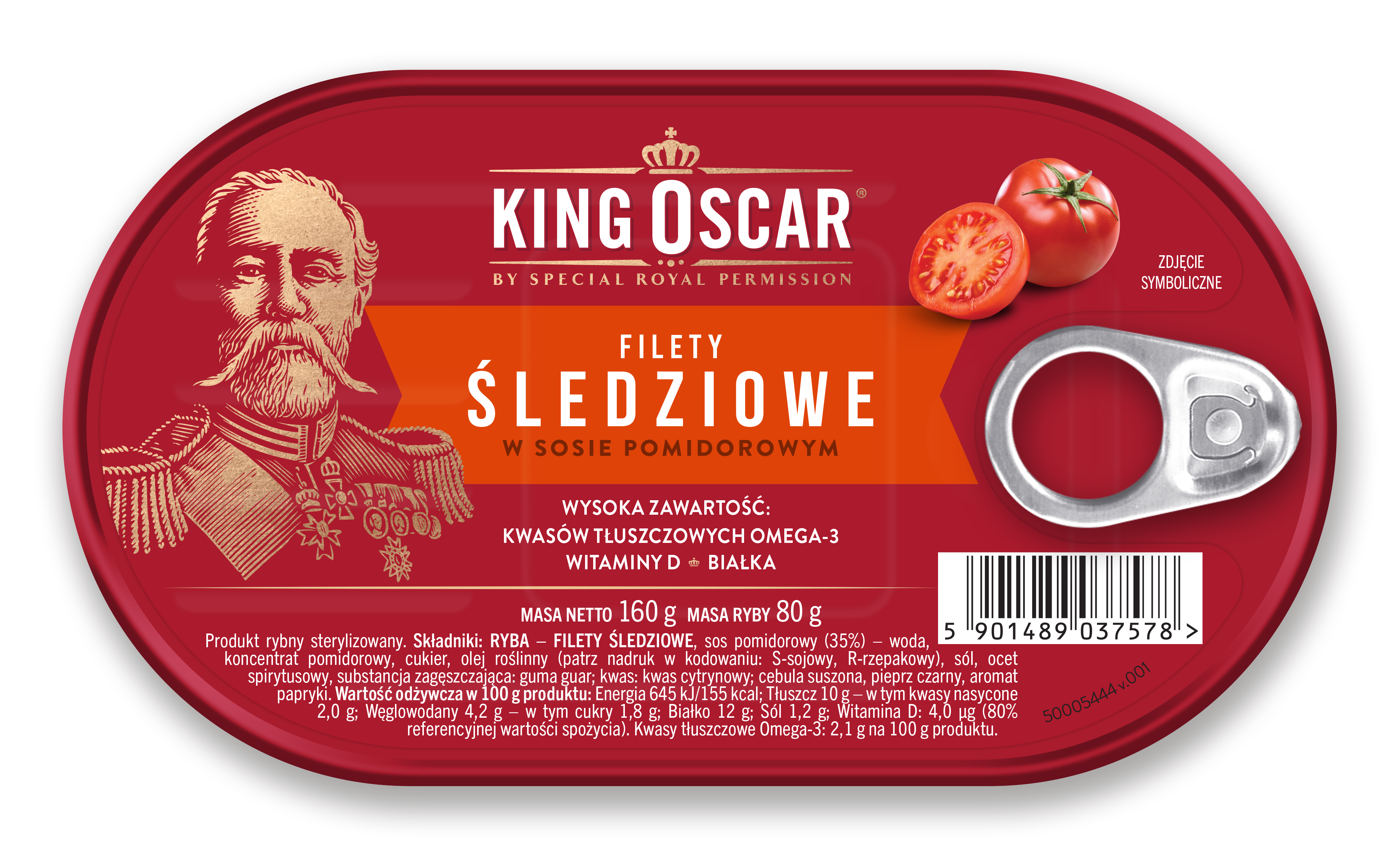 King Oscar Filety Śledziowe W Sosie Pomidorowym 160 G
