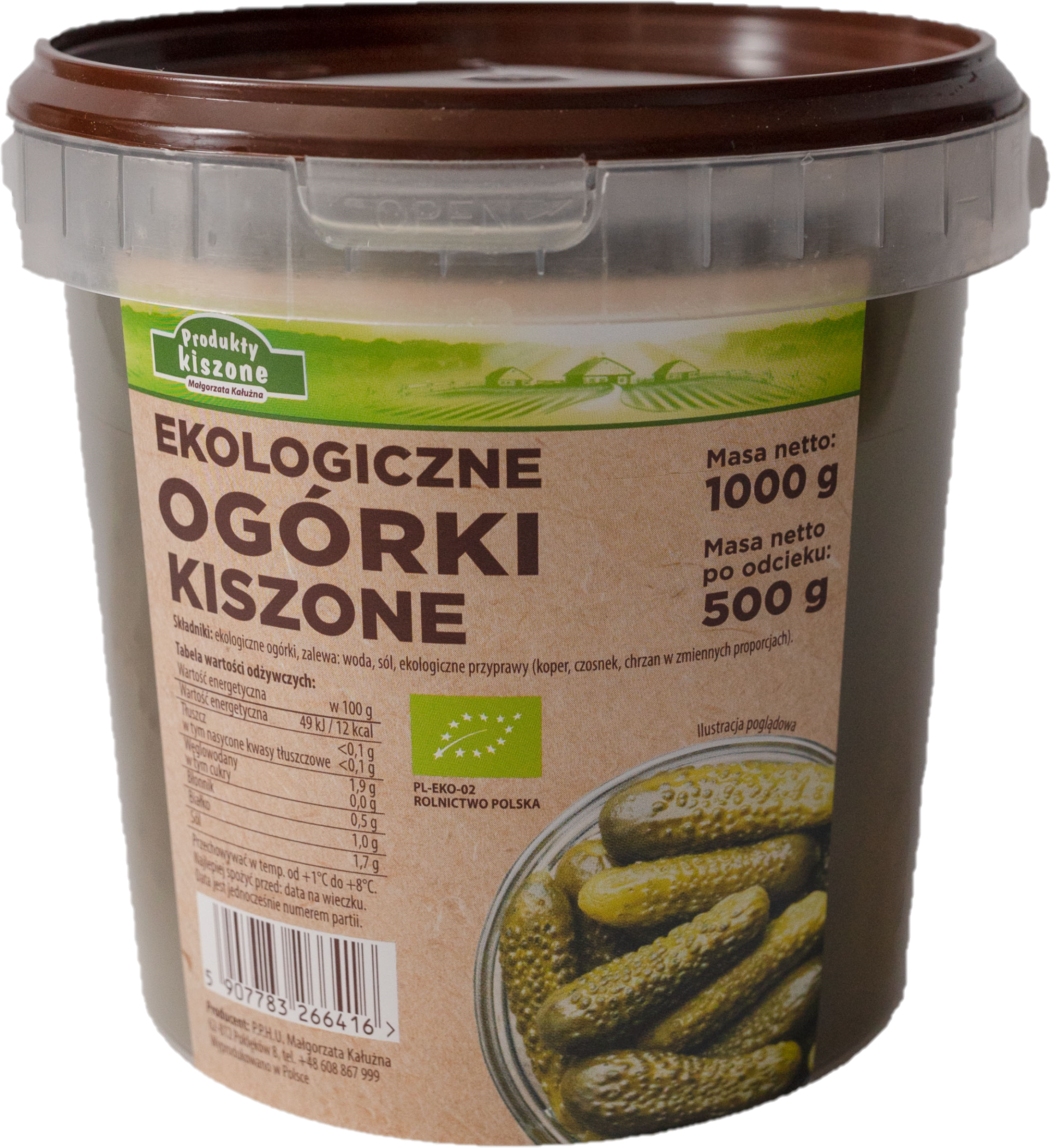 Ekologiczne Ogórki Kiszone Polska 500G Małgorzata Kałużna