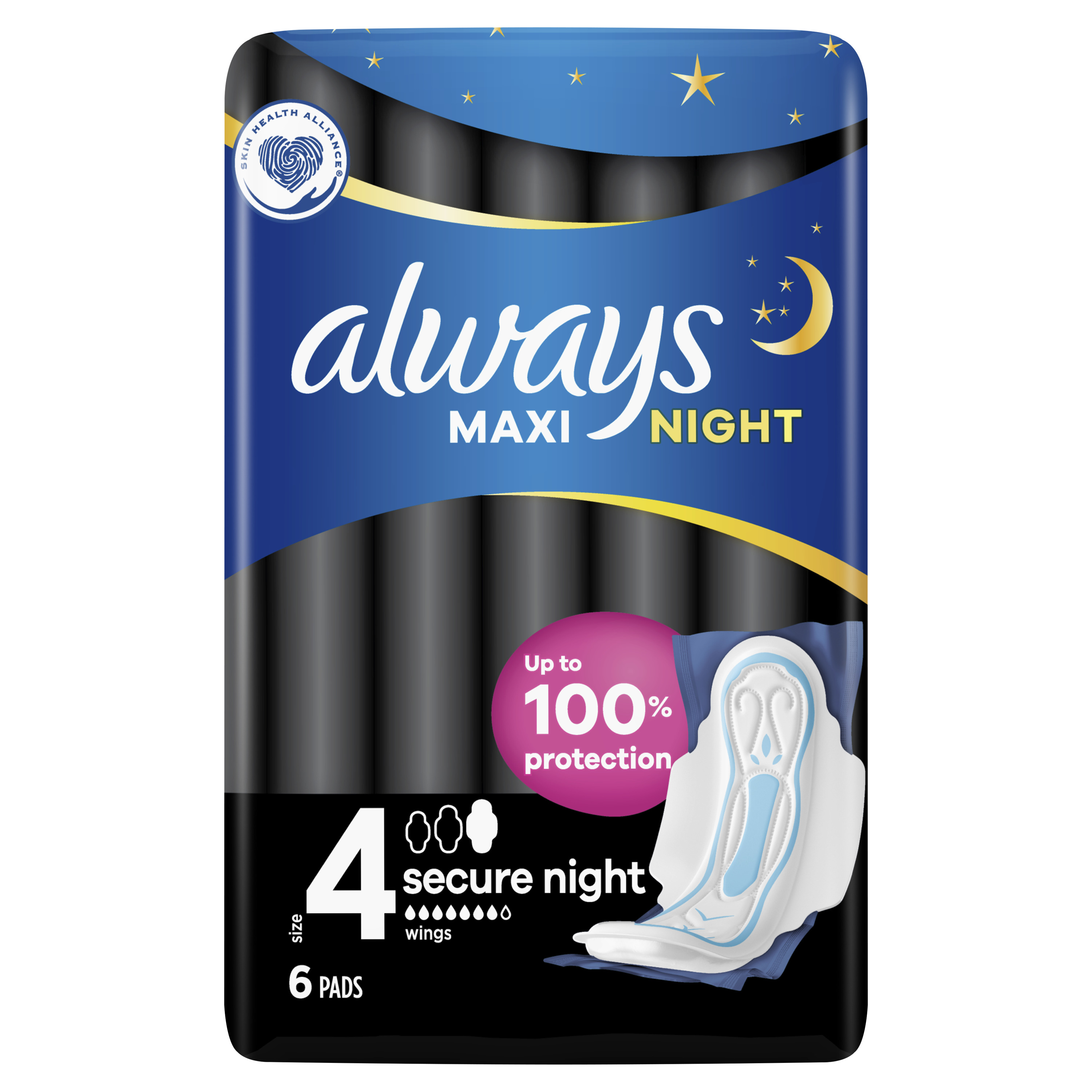 Always Maxi Secure Night, Podpaski Rozmiar 4, 6 Szt