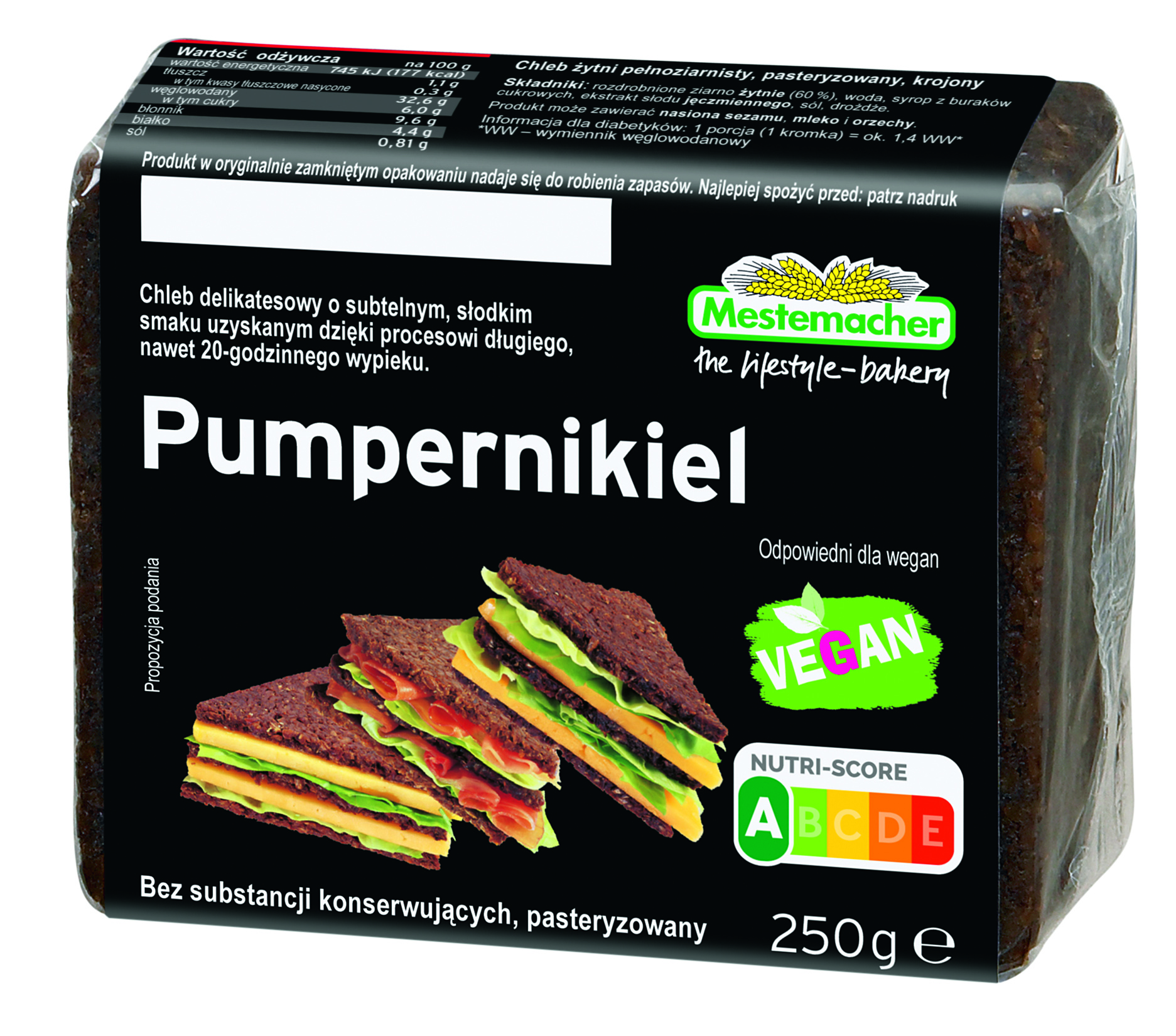 Pumpernikiel Pieczywo Żytnie Mestemacher 250 G