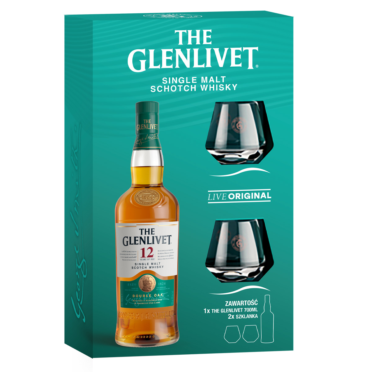 Glenlivet 12Yo 700 Ml 40% + 2 Szklanki