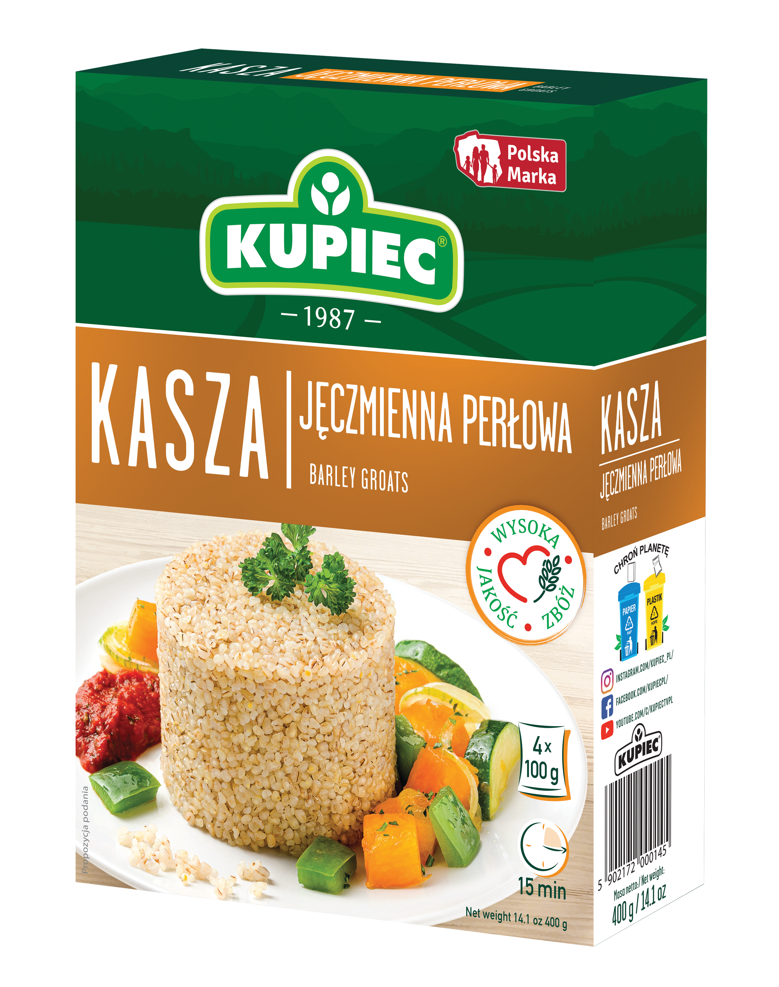 Kupiec Kasza Jęczmienna Perłowa 4X100 G