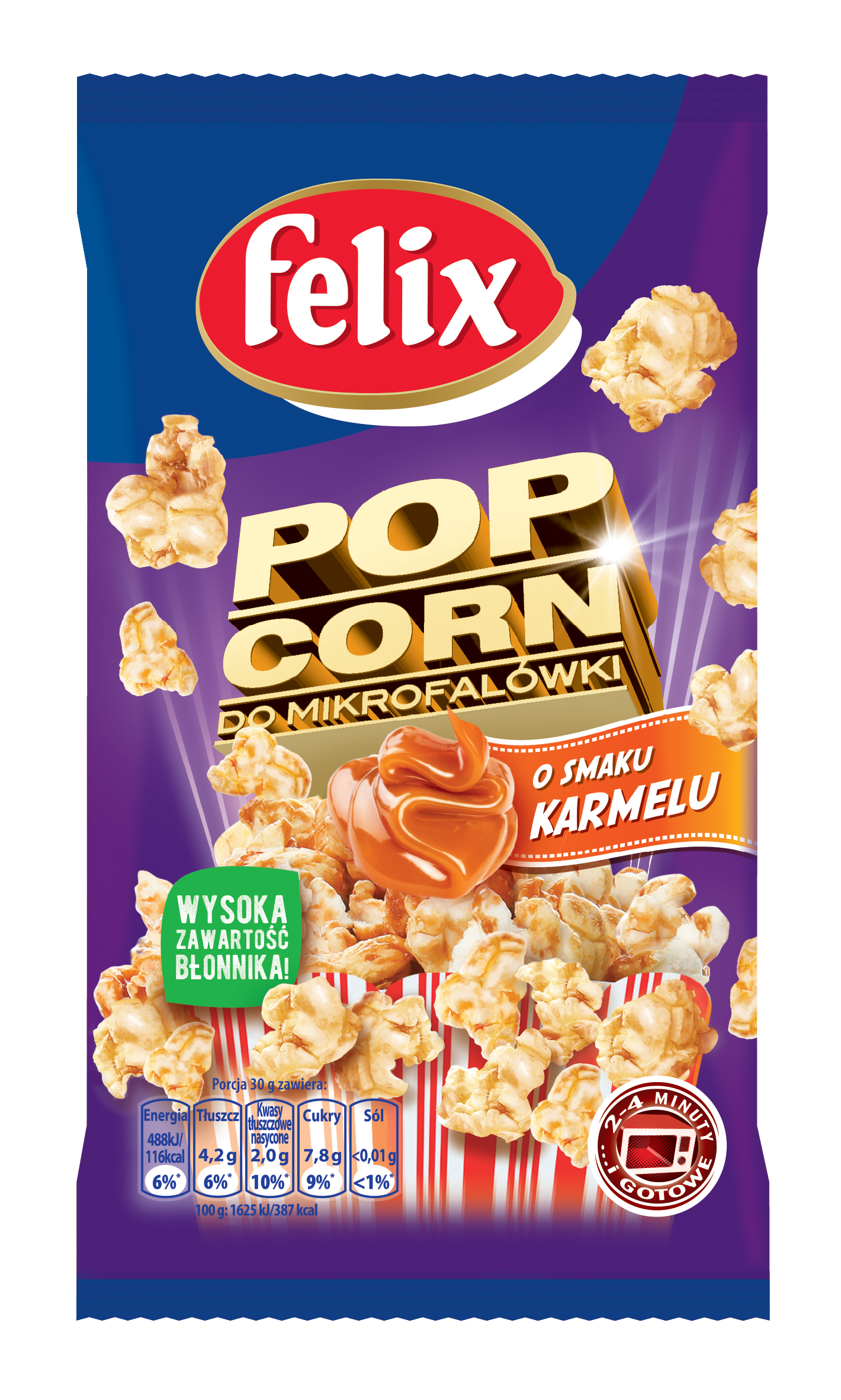 Felix Popcorn Do Mikrofalówki O Smaku Karmelu 90 G