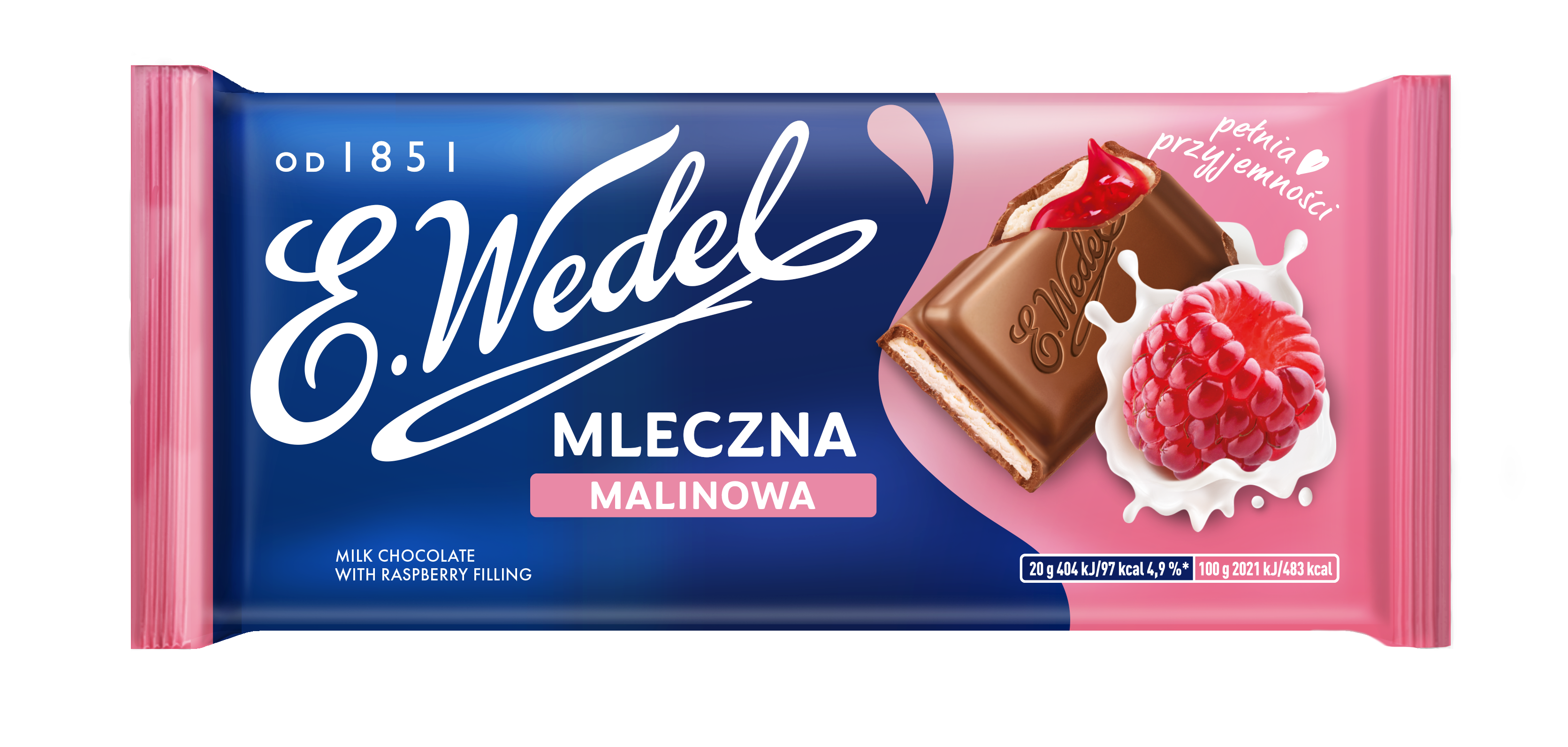 E.Wedel Czekolada Mleczna Malinowa 100 G