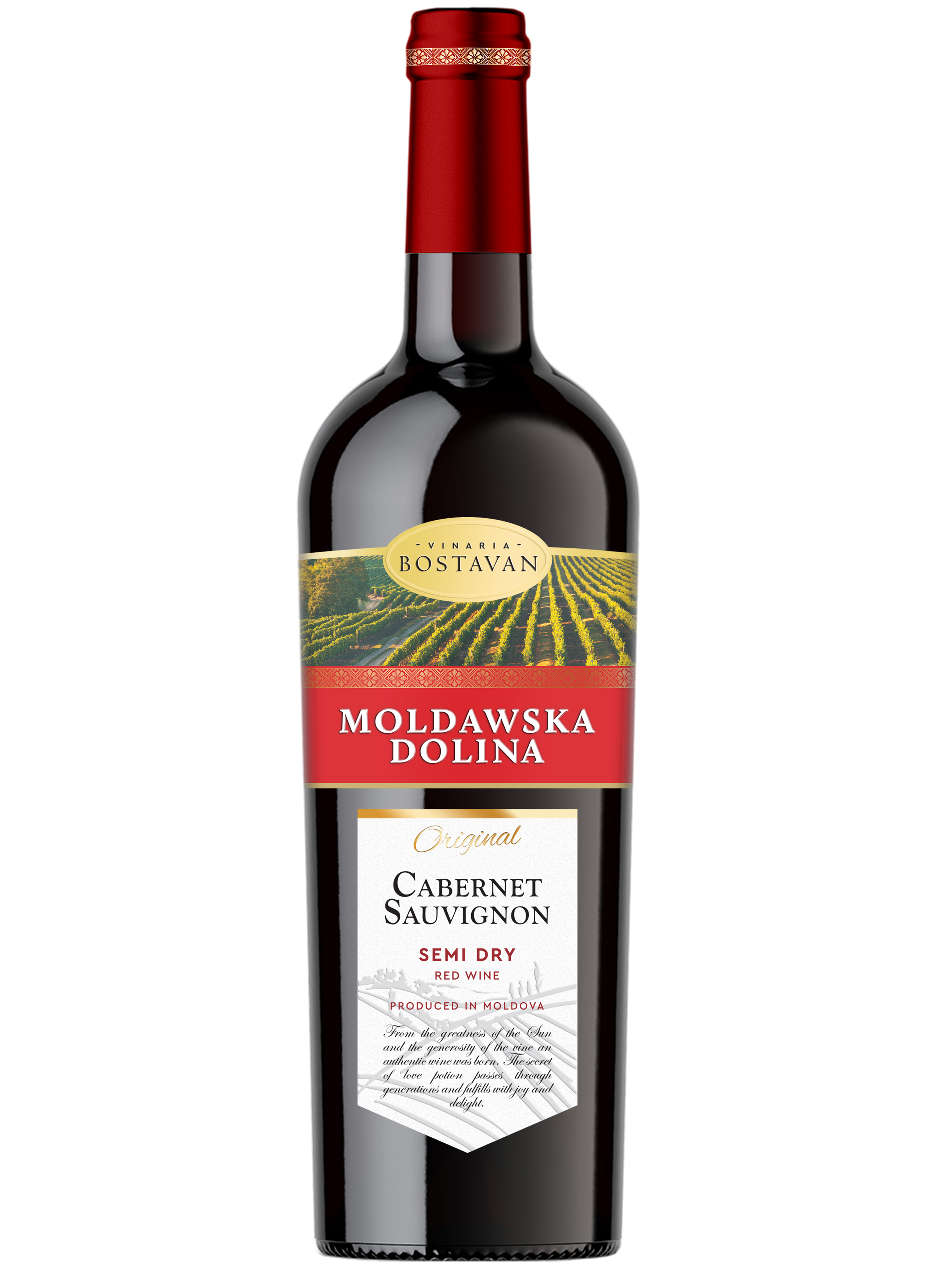 Mołdawska Dolina Cabernet Sauvignon Wino Gronowe Czerwone Półwytrawne 0,75 L