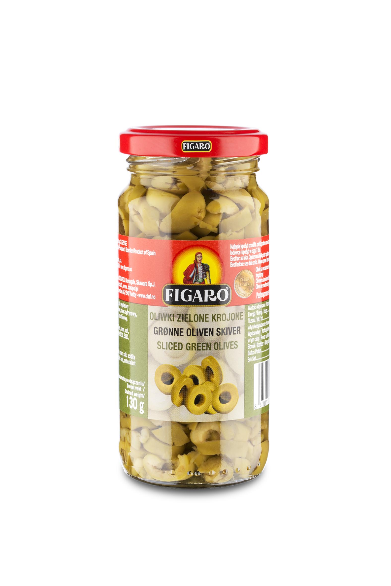 Oliwki Zielone Krojone 240G/130G Figaro