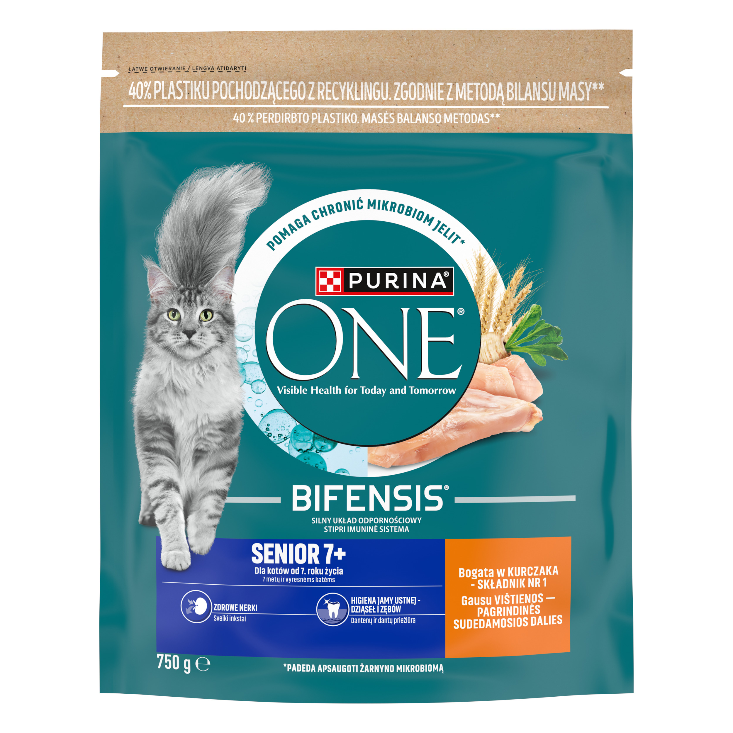 Purina One Senior 7+ Bogata W Kurczaka I Pełne Ziarna 750 G