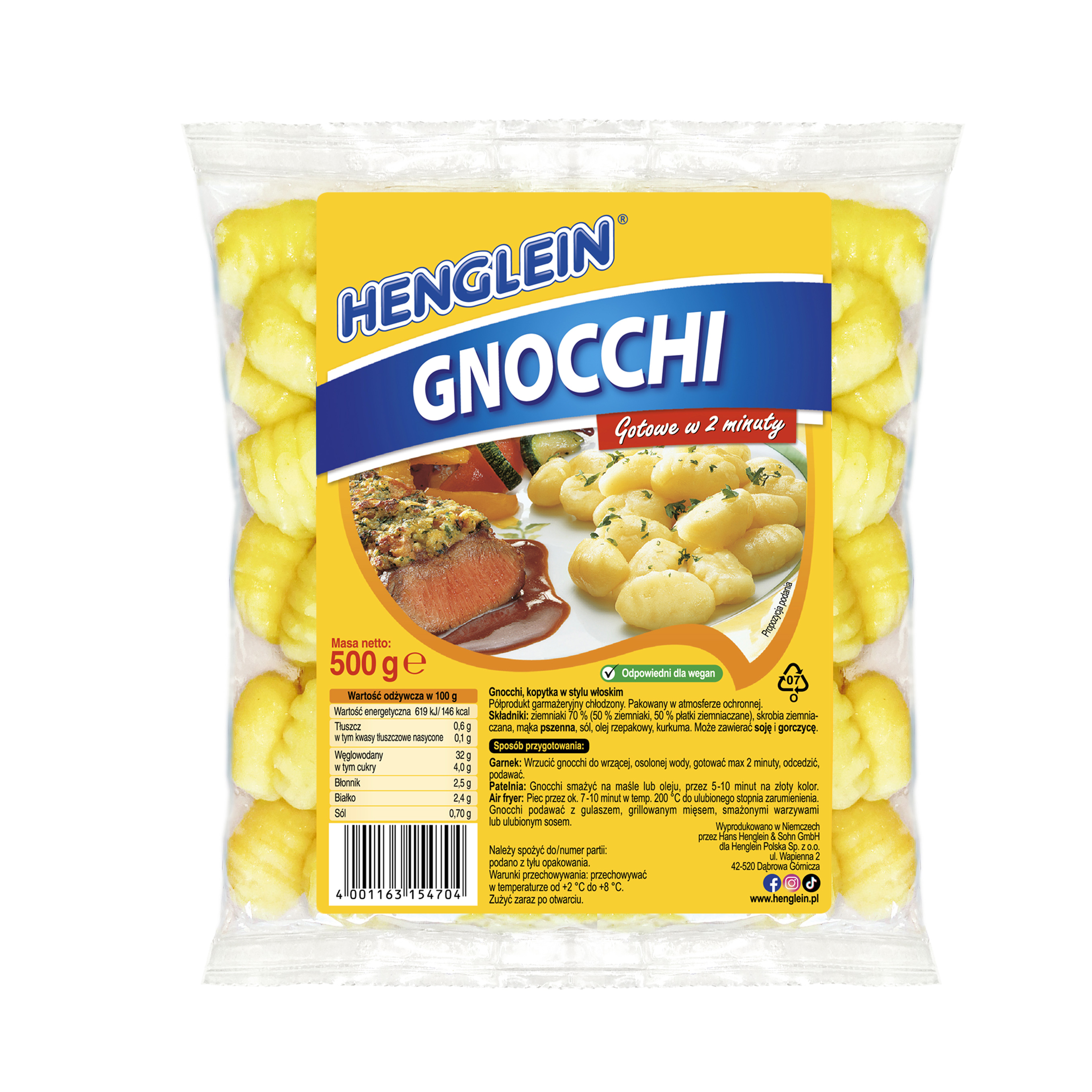 Henglein Gnocchi Kopytka W Stylu Włoskim 500 G