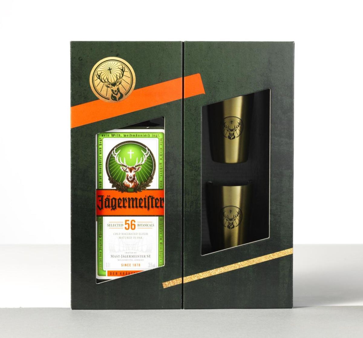 Likier Ziołowy Jagermeister 0,7L 35% + 2 Złote Kieliszki