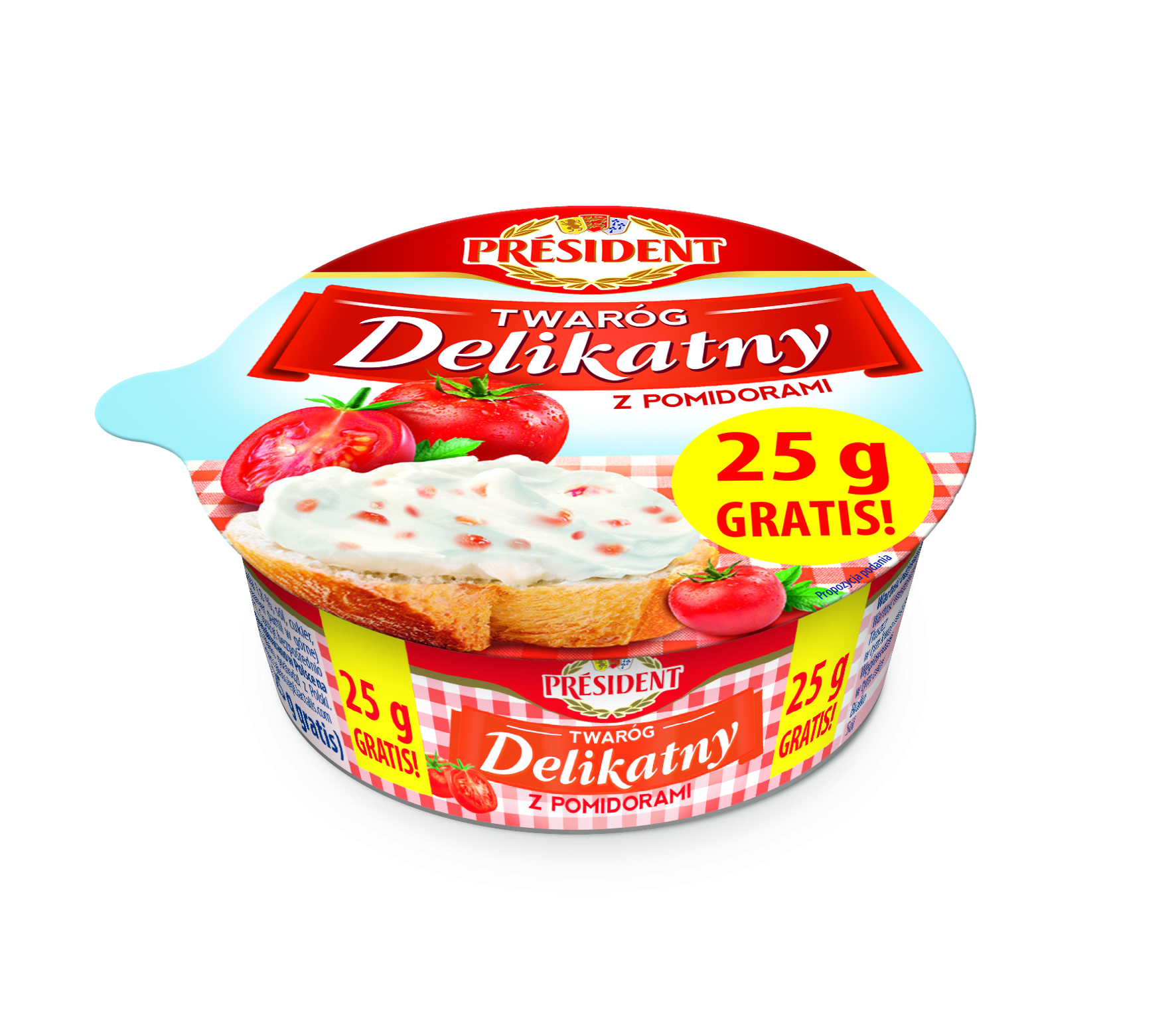 President Twaróg Delikatny Z Pomidorami 150G+25G