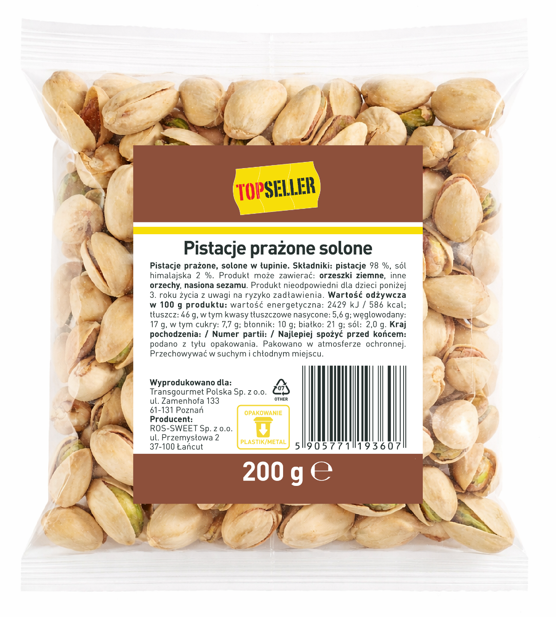 Topseller Pistacje Prażone Solone 200G