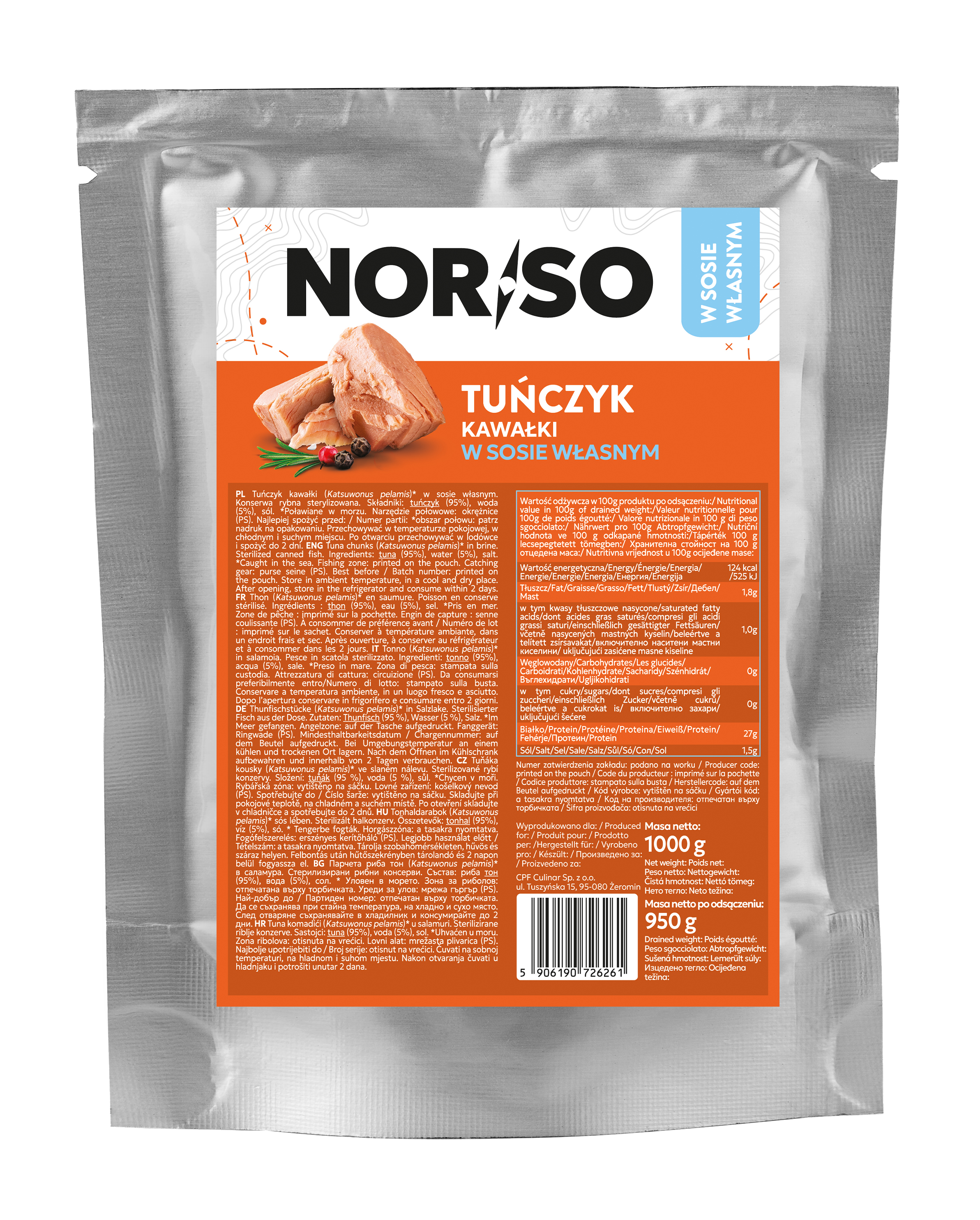 Norso Tuńczyk Kawałki W Sosie Własnym 1Kg