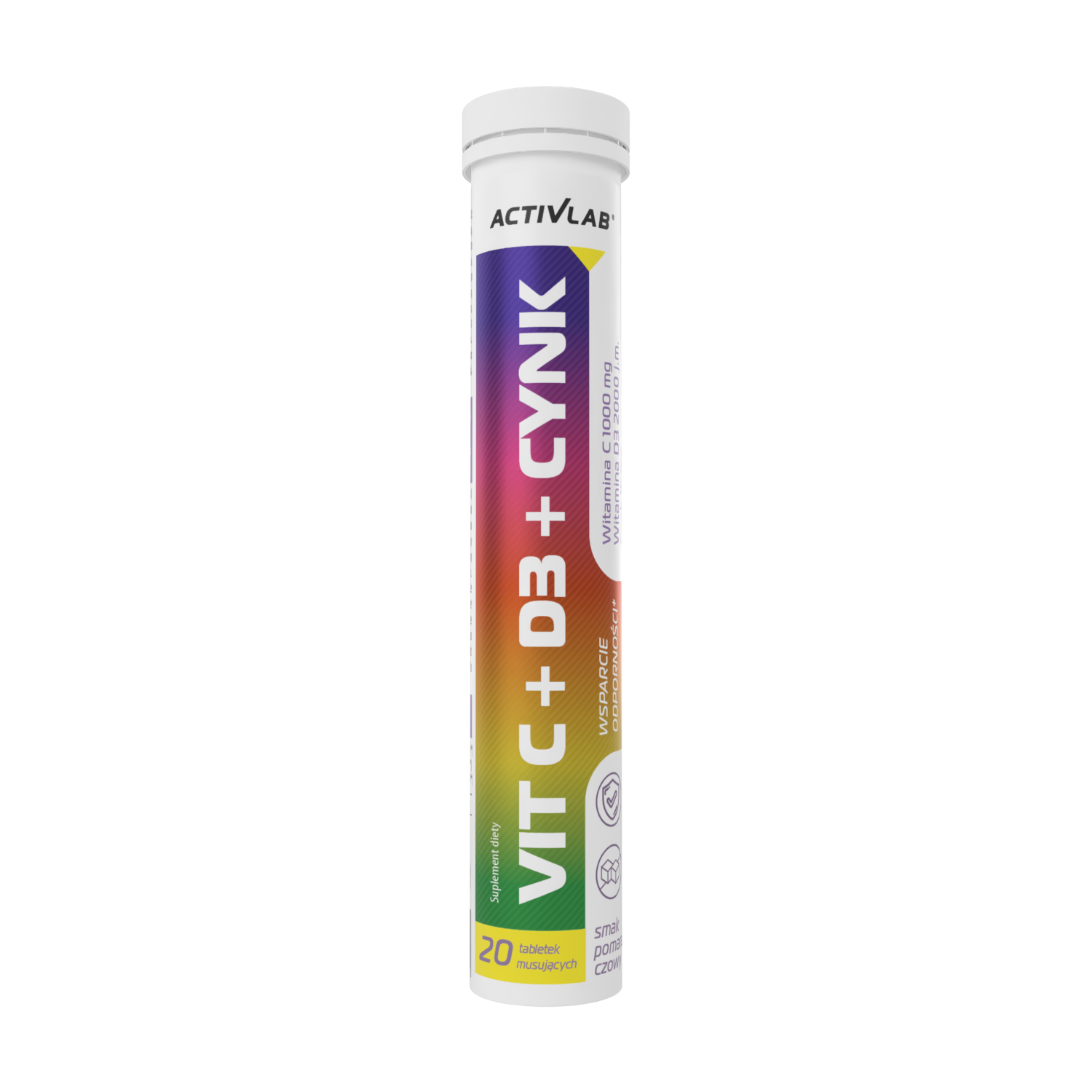 Activlab Vit C+D3+Cynk Smak Pomarańczowy (Tuba/20 Tab.) Suplement Diety.