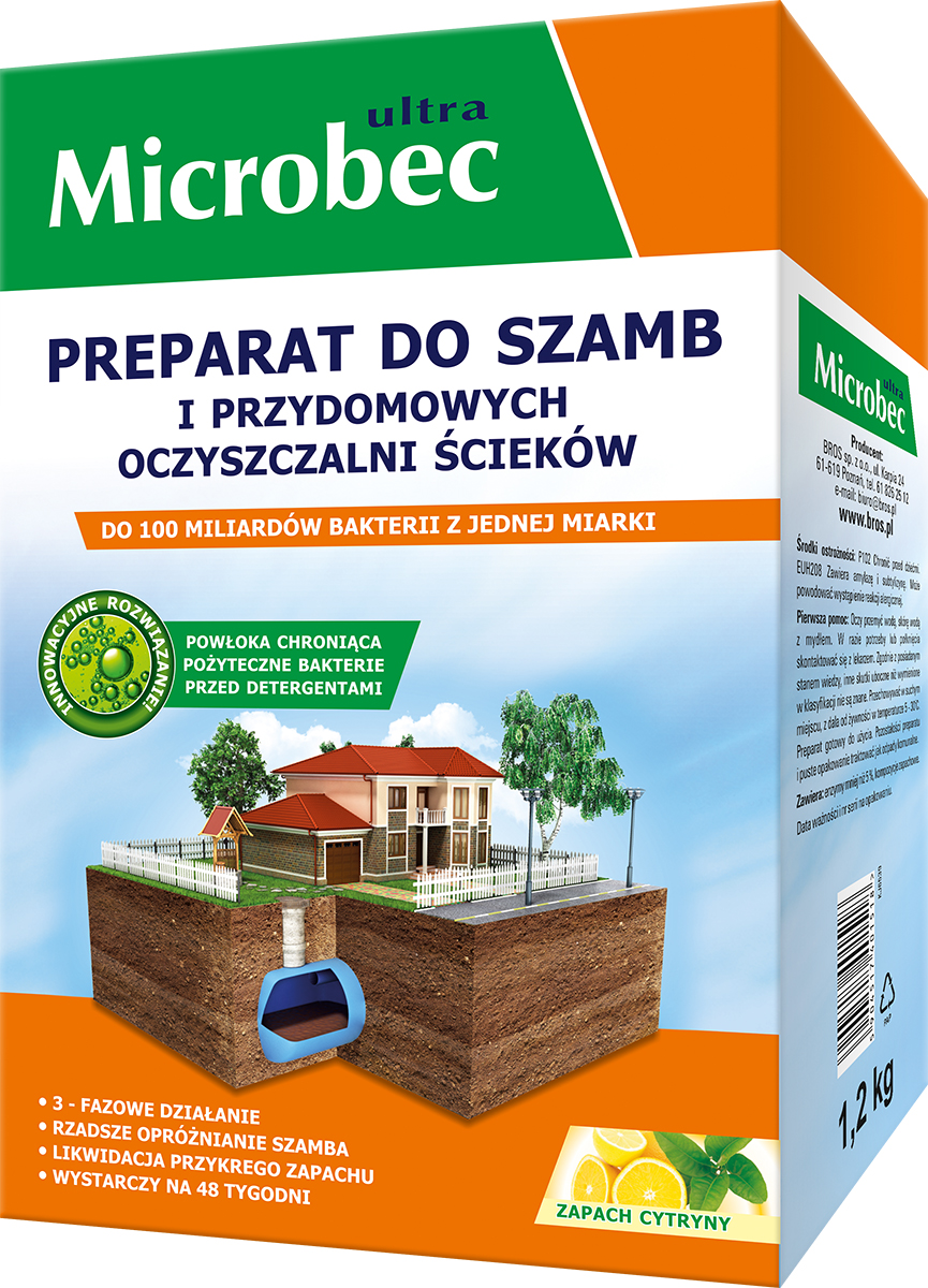 Bros - Microbec Ultra 1,2Kg Zapach Cytryny - Preparat Do Szamb