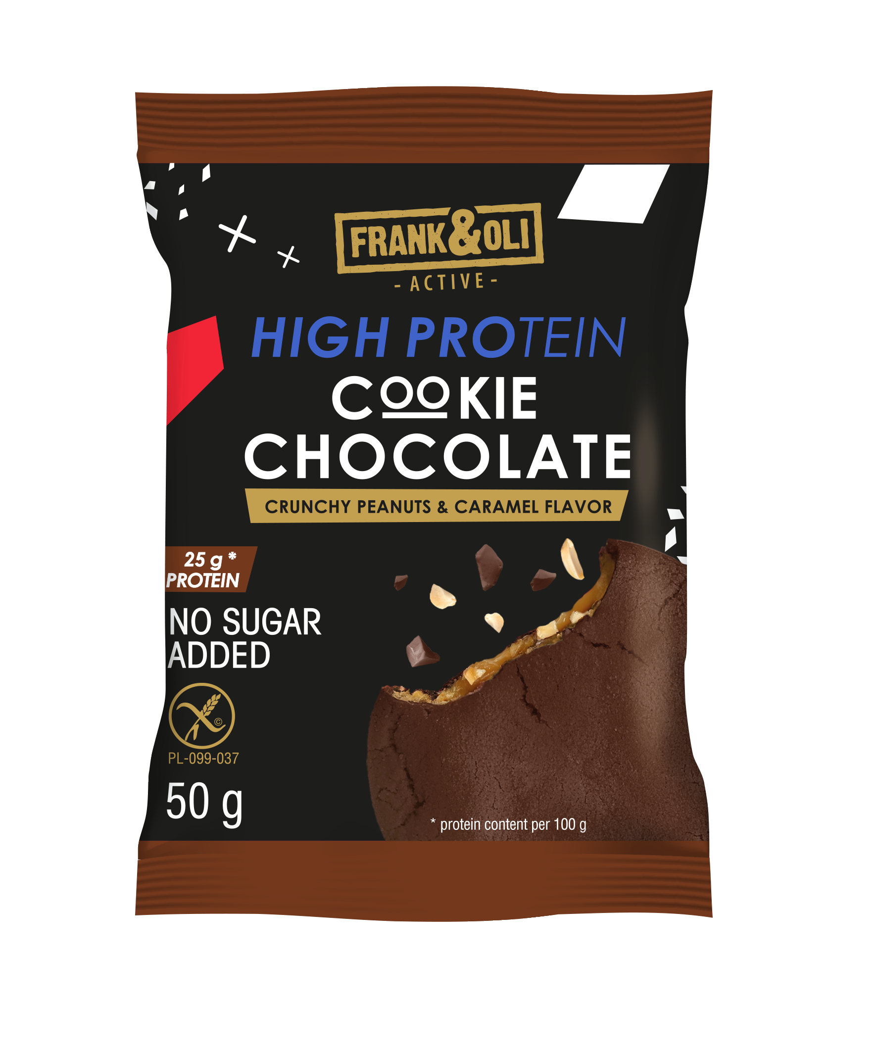 Frank&Oli Ciastko Wysokoproteinowe - Czekolada, Orzeszki Ziemne I Karmel - (50G)