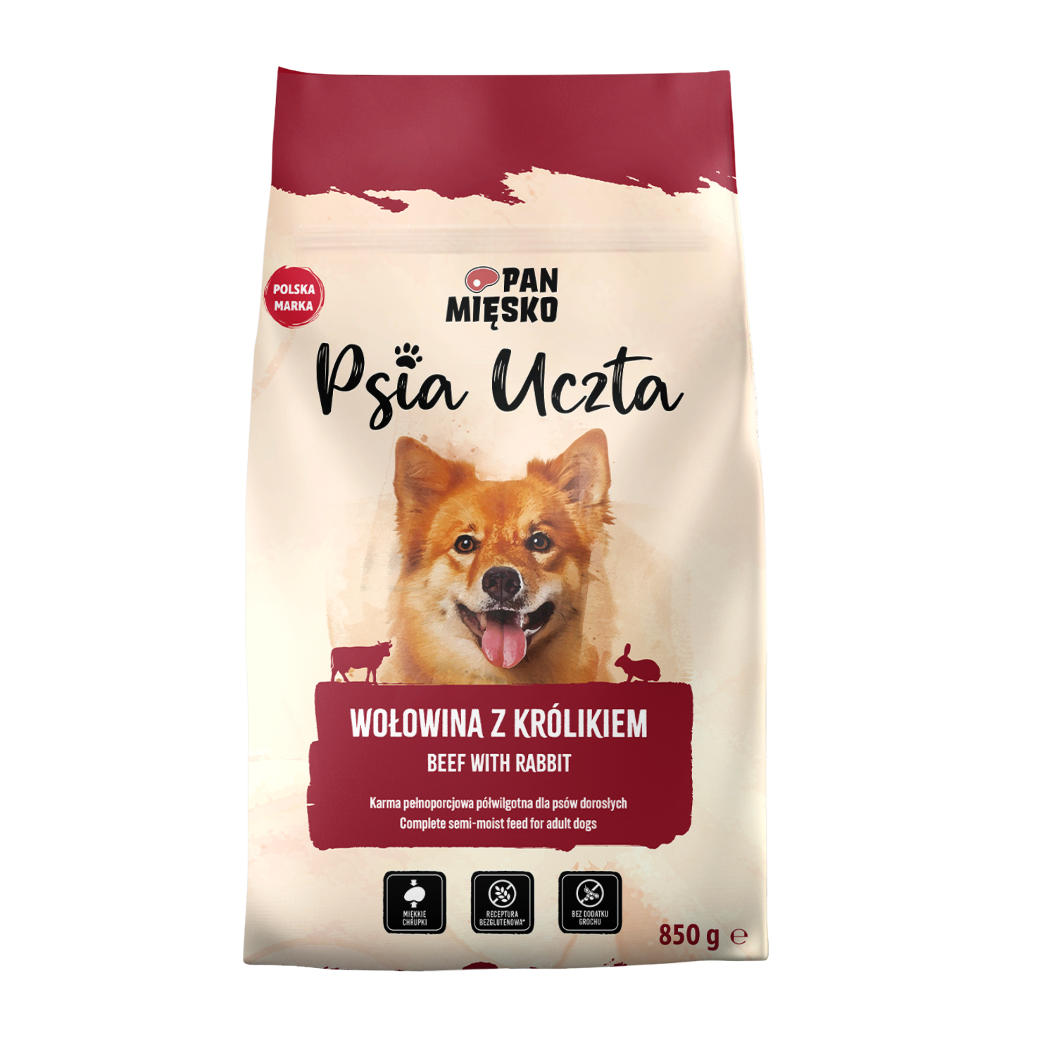 Pan Mięsko Psia Uczta Wołowina Z Królikiem 850 G
