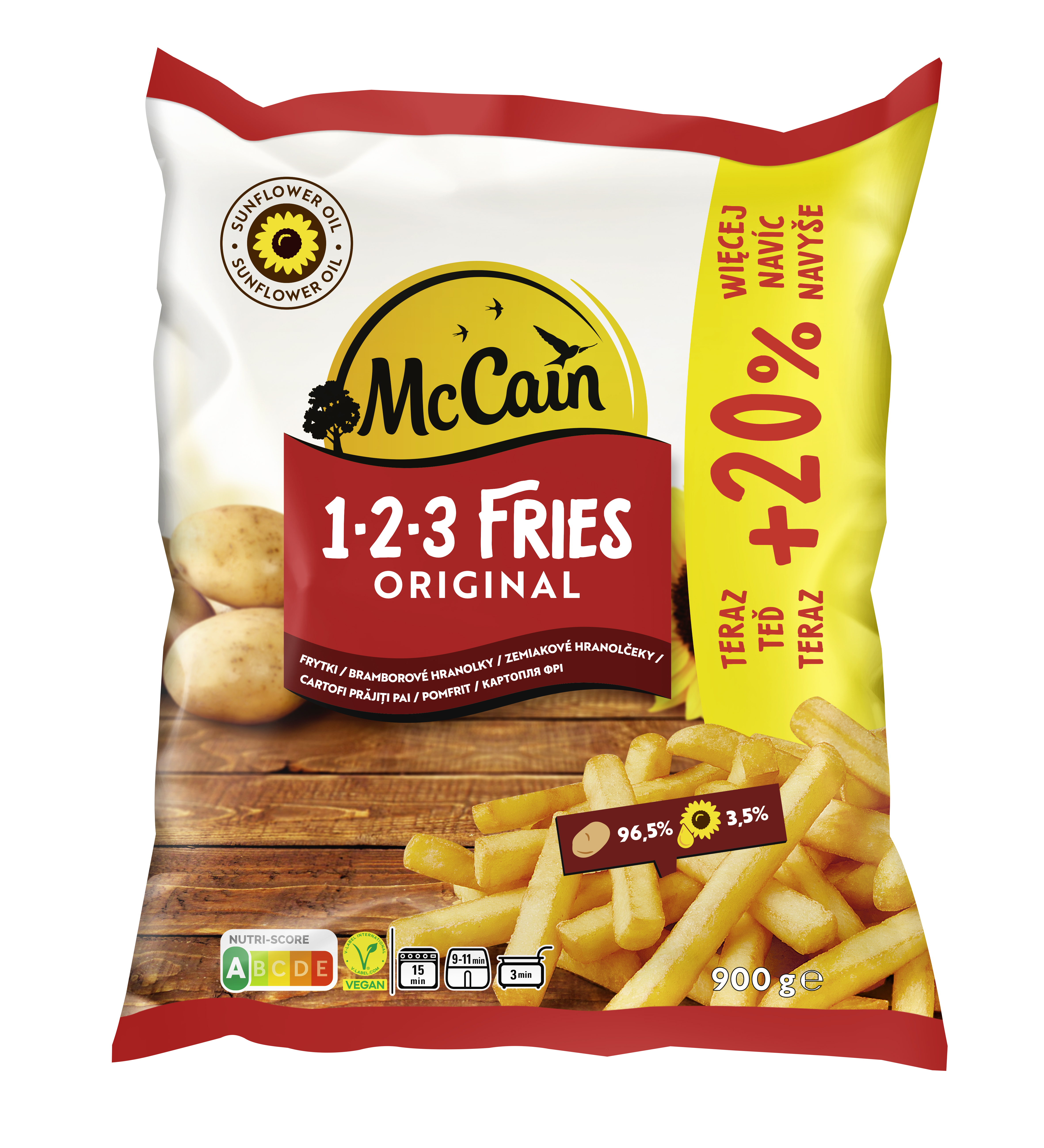 Mccain 123 Frytki Proste 900 G