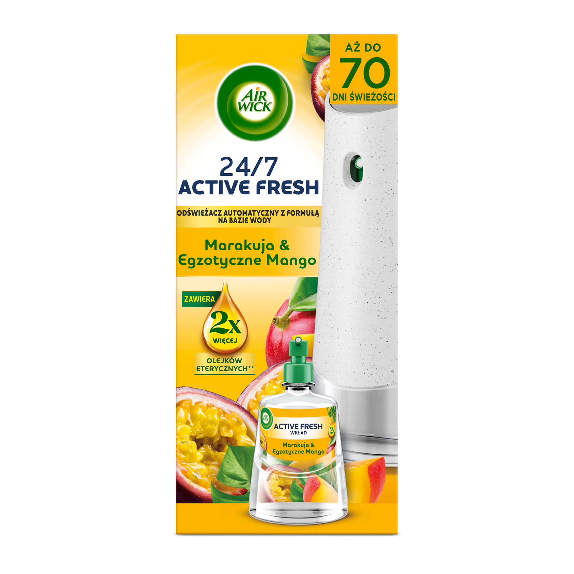 Air Wick Active Fresh Marakuja & Egzotyczne Mango/ Passion Fruit & Tropical Mango 228 Ml Komplet