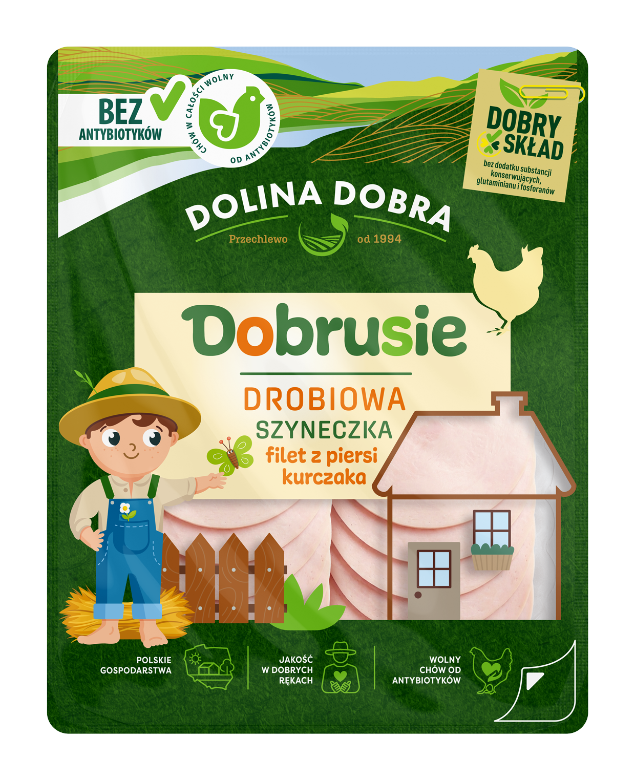 Dobrusie Szynka Drobiowa Plastry. Dolina Dobra 100 G