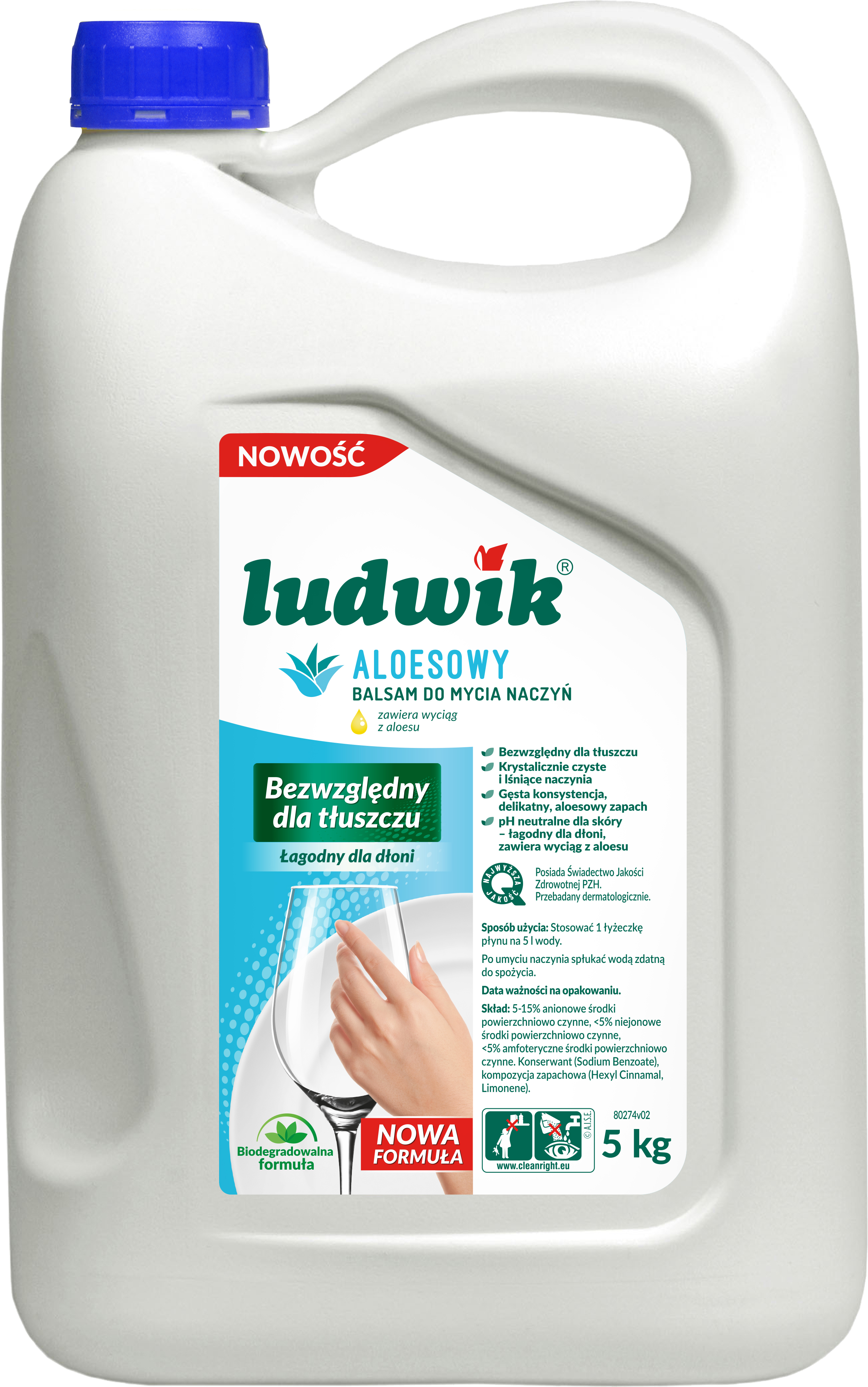 Ludwik Balsam Do Mycia Naczyń Aloesowy 5Kg