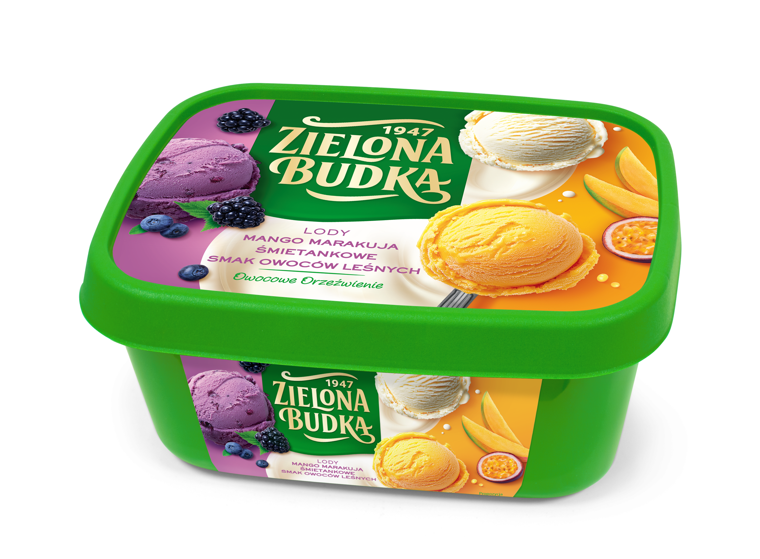 Zielona Budka Lody Owoce Leśne- Śmietanka-Mango 1L