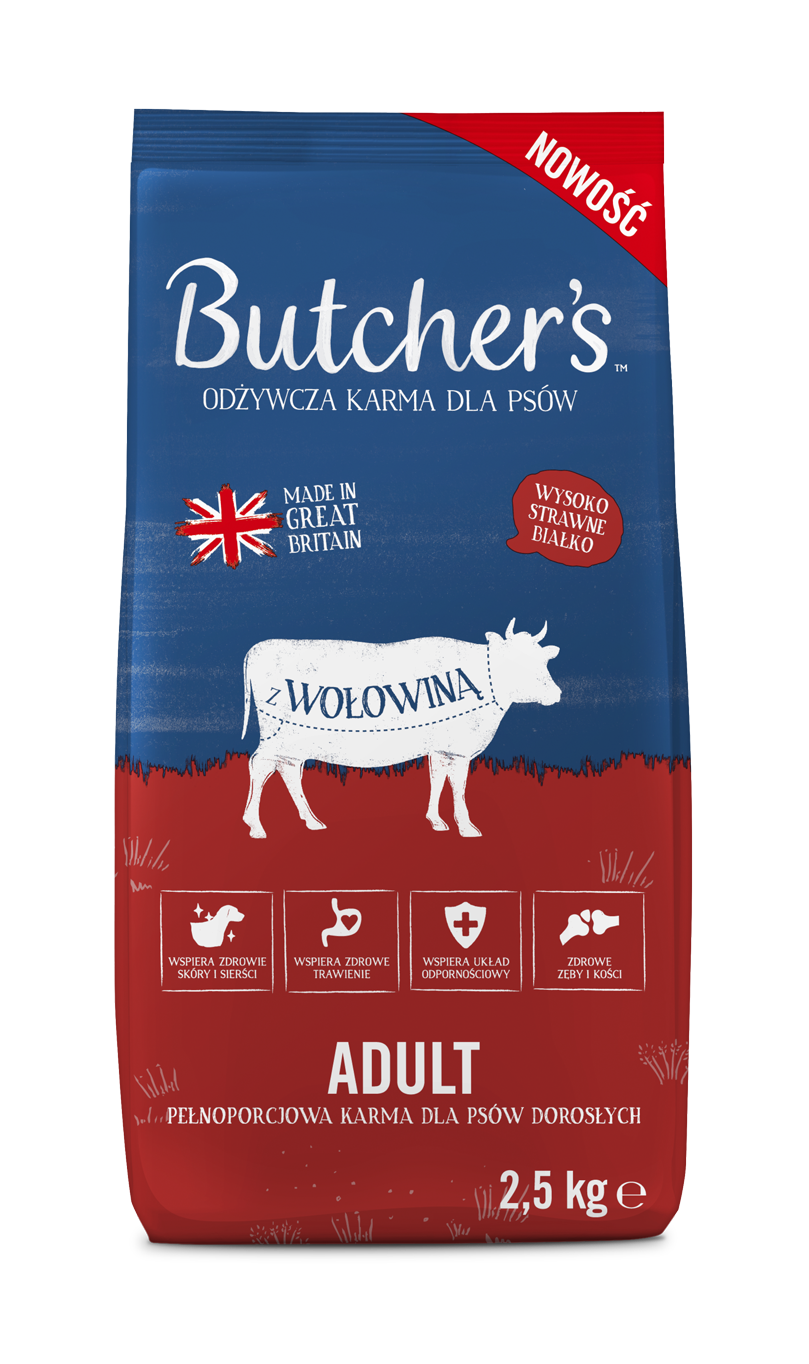 Butcher'S Adult, Sucha Karma Dla Psów Dorosłych, Z Wołowiną 2,5Kg