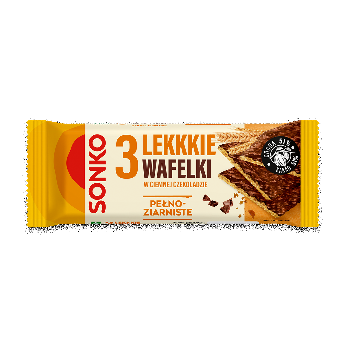 Sonko. 3 Lekkkie Wafelki Pełnoziarniste W Czekoladzie 36 G.