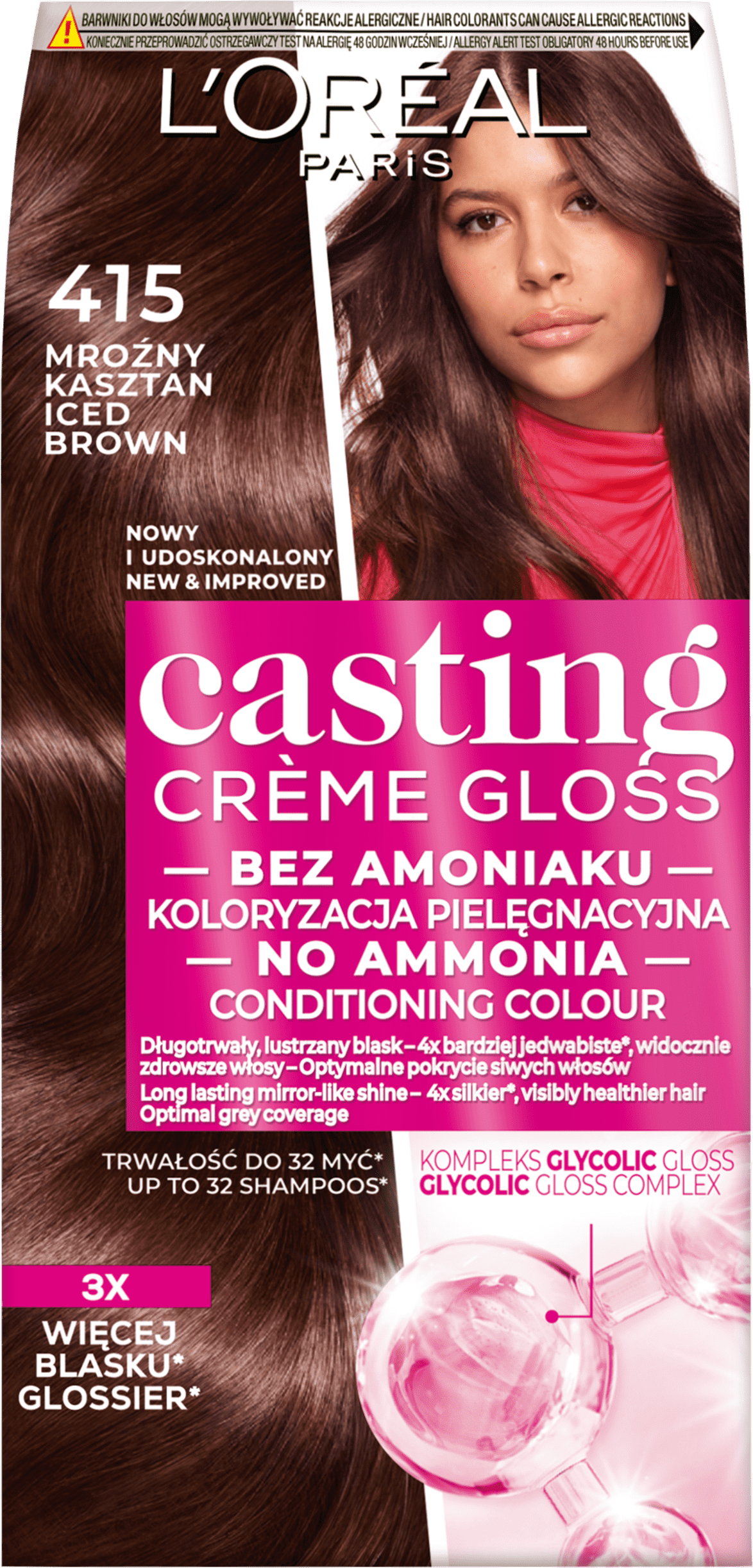 L'Oréal Paris Casting Crème Gloss Farba Do Włosów 415 Mroźny Kasztan 180 Ml
