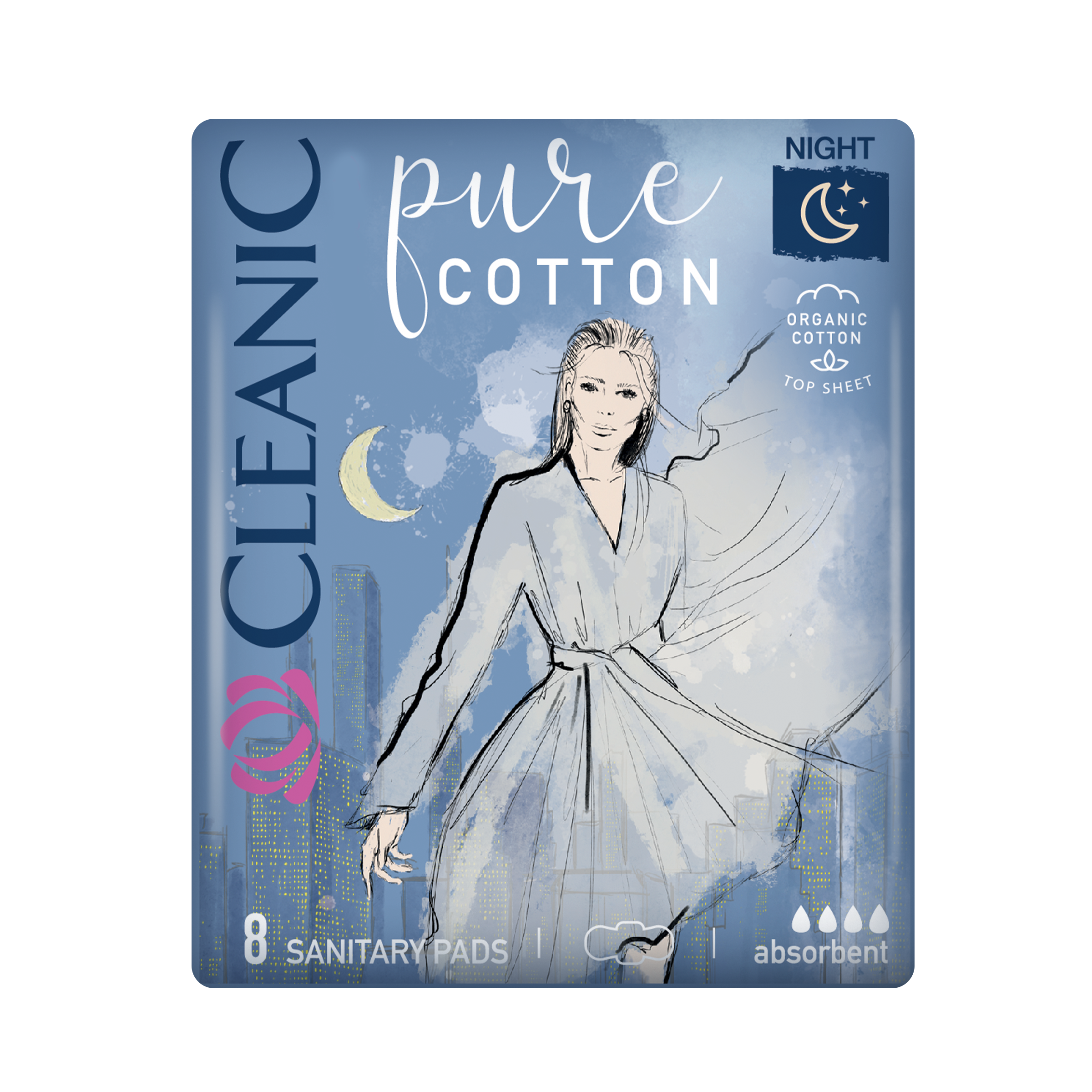 Cleanic Pure Cotton Podpaski Na Noc 8 Szt.