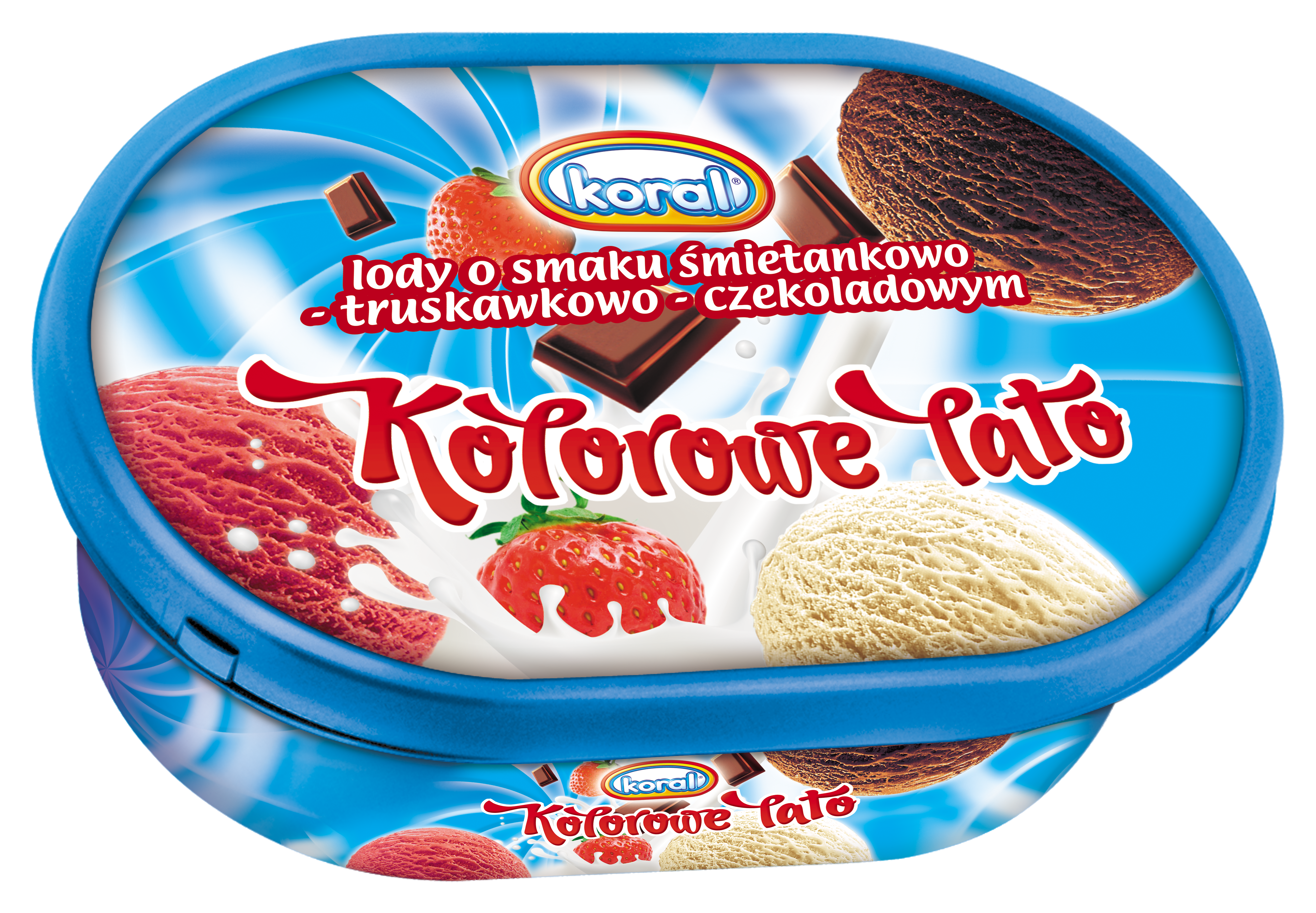 Koral Lody O Smaku Śmietankowo-Truskawkowo-Czekoladowym Kolorowe Lato 1L