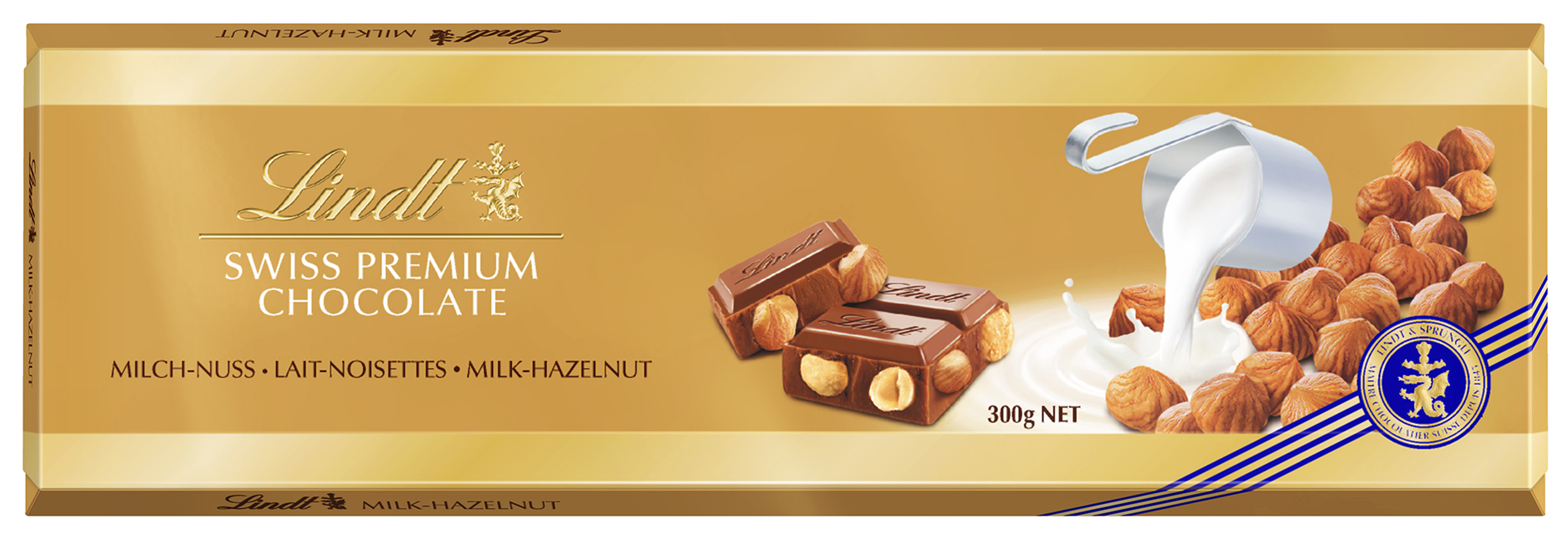 Lindt Swiss Premium Chocolate Milk Hazelnut 300G