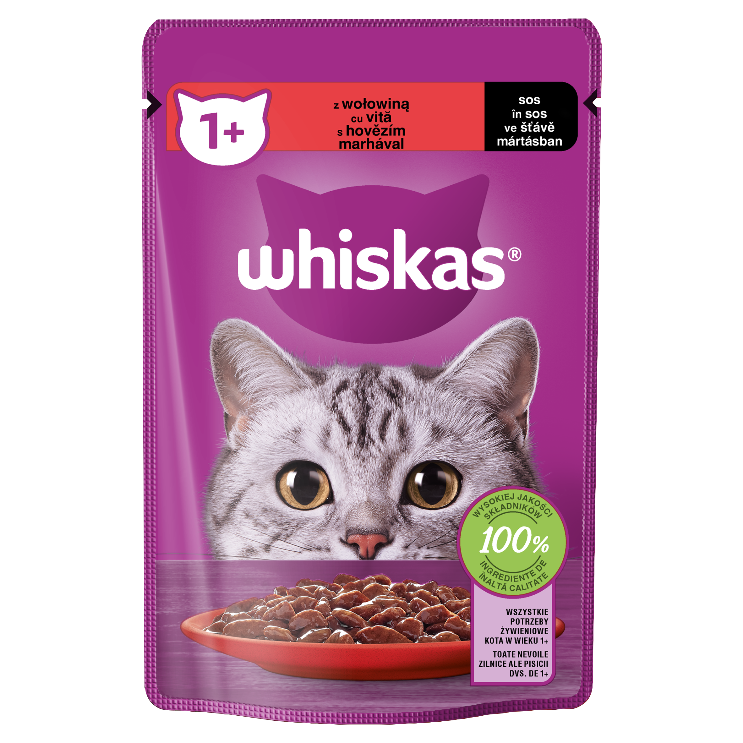 Whiskas Saszetka Sos Z Wołowiną 85 G