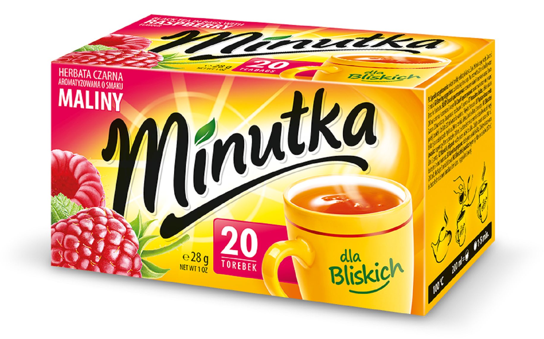 Minutka Czarna 20 Torebek O Smaku Maliny 28G