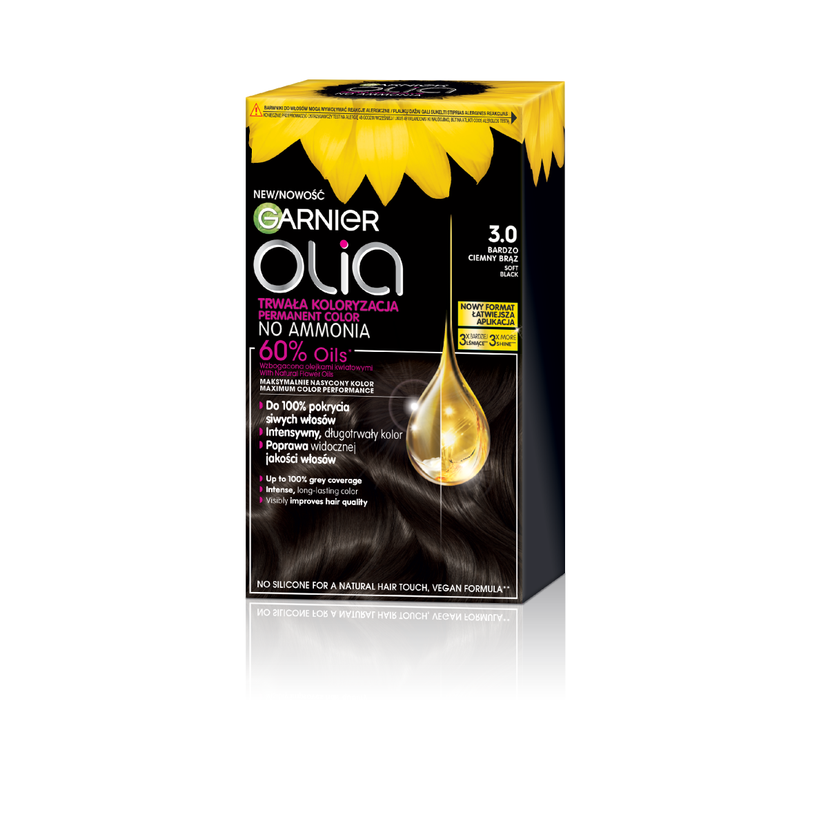 Garnier Olia 3.0, Bardzo Ciemny Brąz, Permanentna Koloryzacja