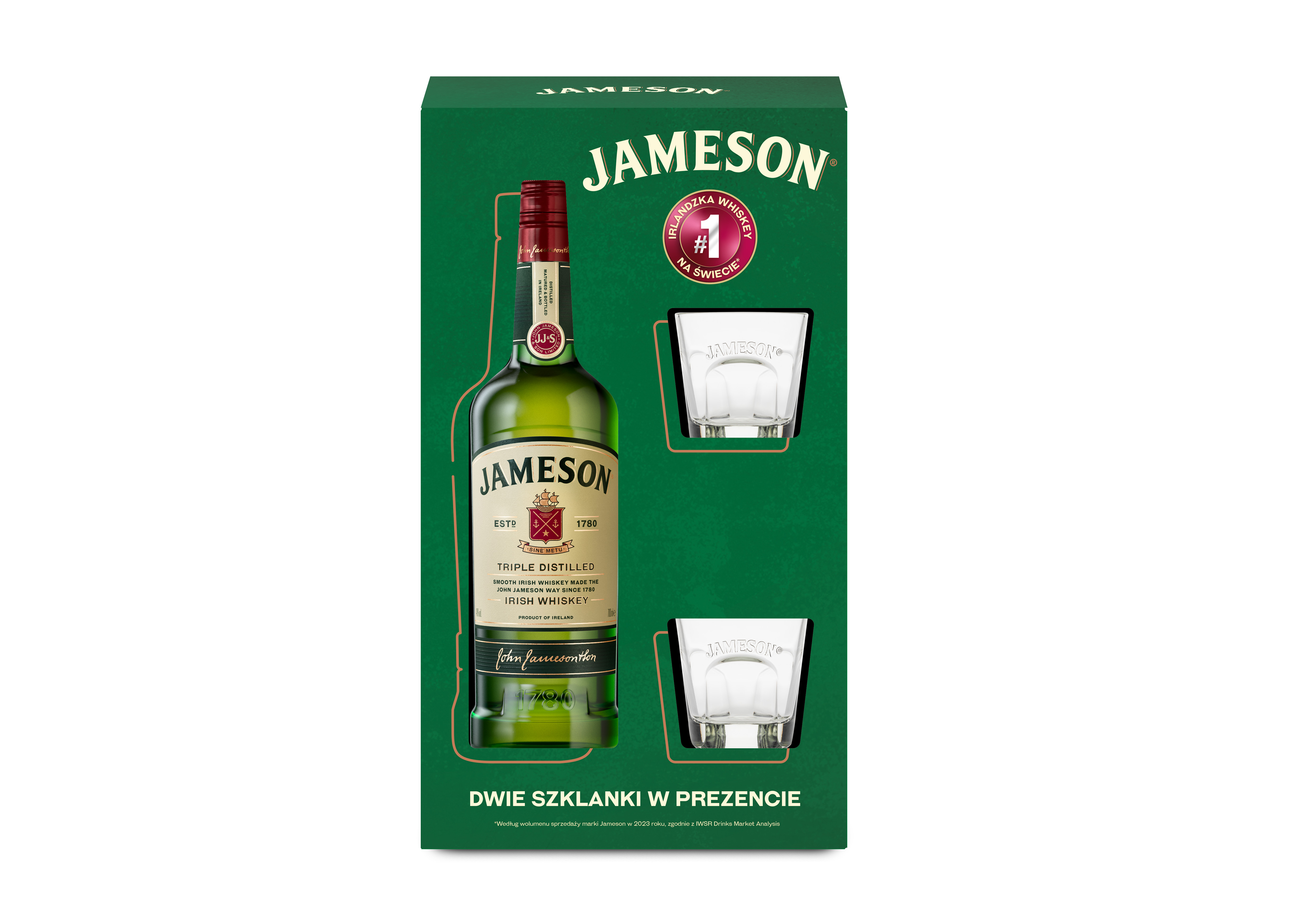 Jameson 0,7L + 2 Szklanki