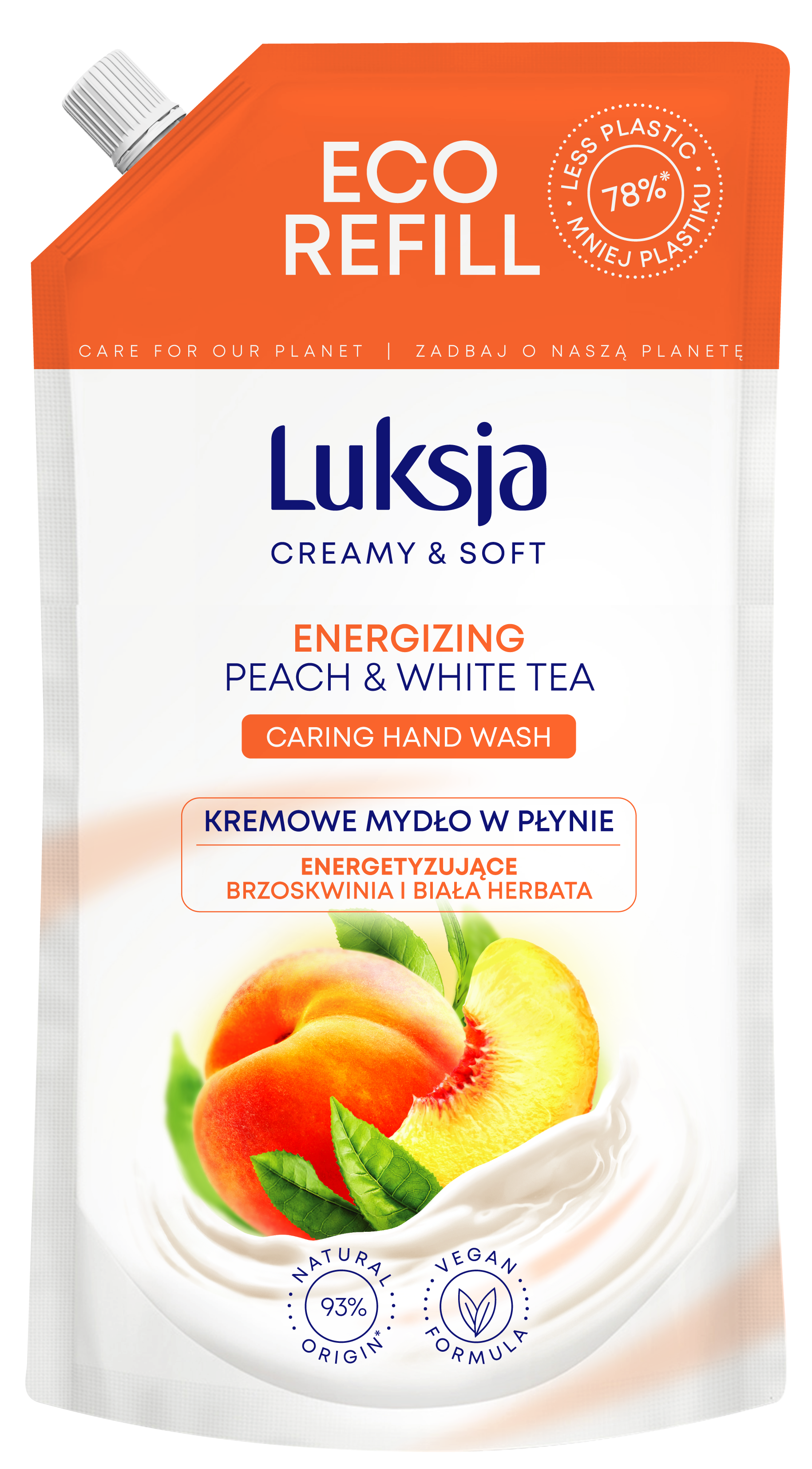 Luksja Creamy & Soft Kremowe Mydło W Płynie Brzoskwinia I Biała Herbata 900 Ml Opakowanie Uzupełniające