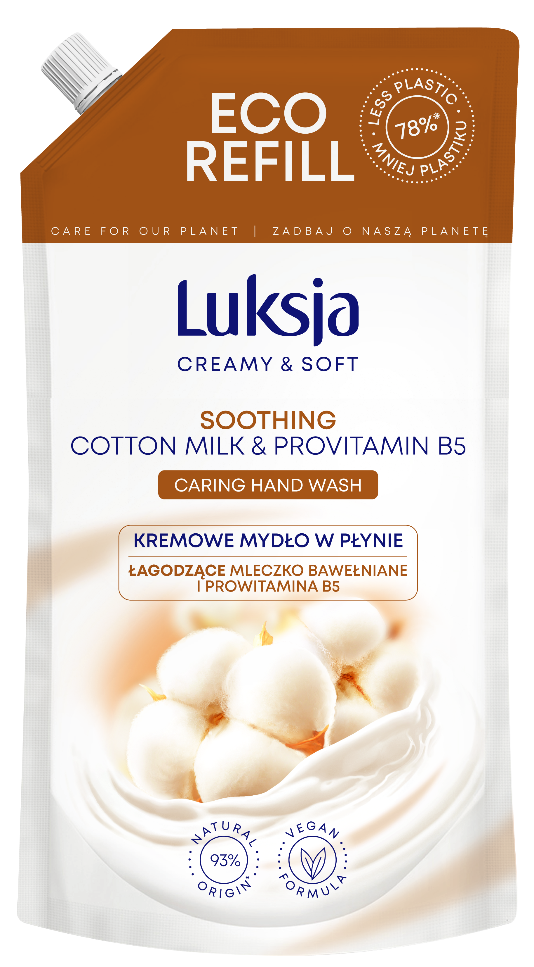 Luksja Creamy & Soft Kremowe Mydło W Płynie Mleczko Bawełniane I Prowitamina B5 900 Ml Opakowanie Uzupełniające
