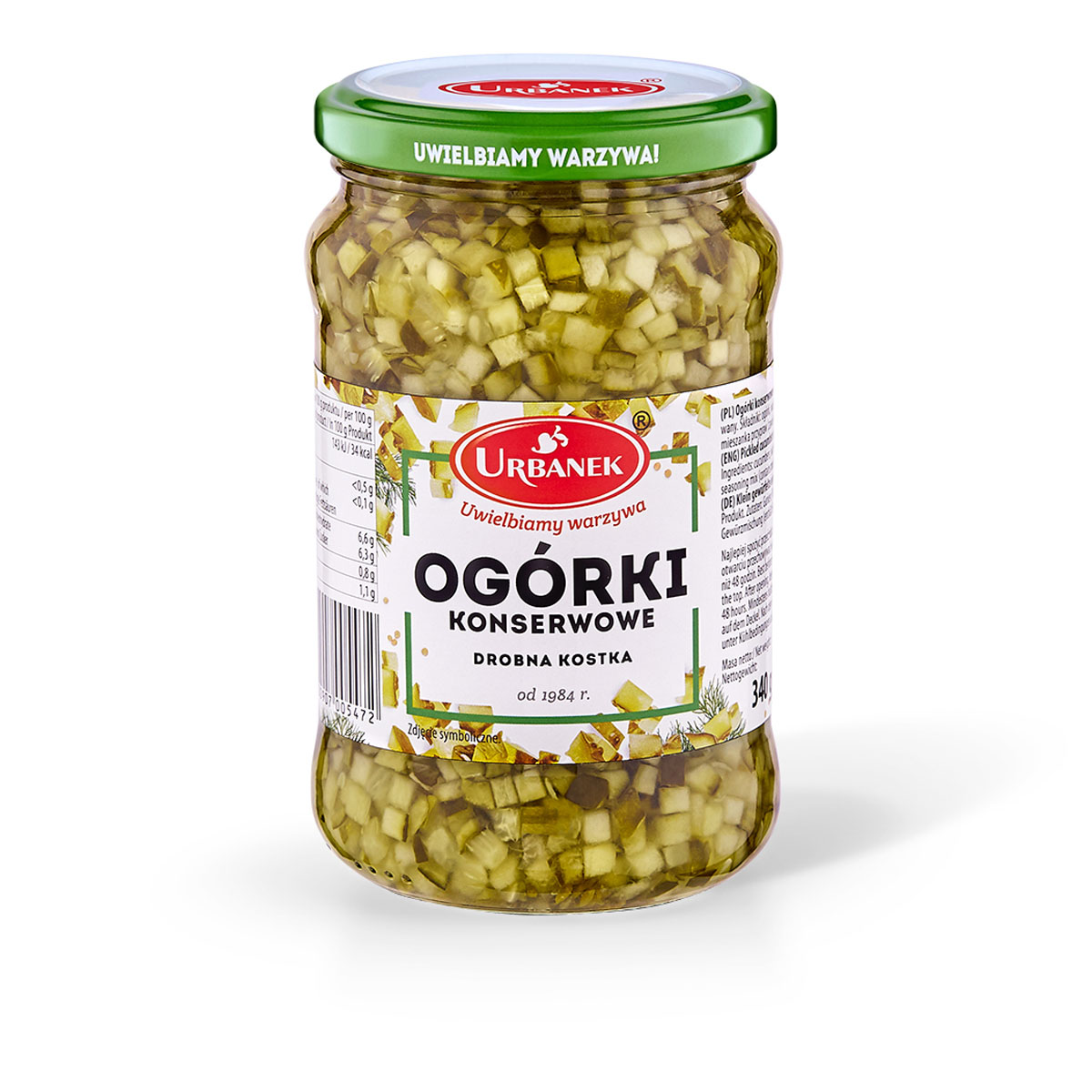 Ogórki Konserwowe Drobna Kostka 340G/200G Urbanek