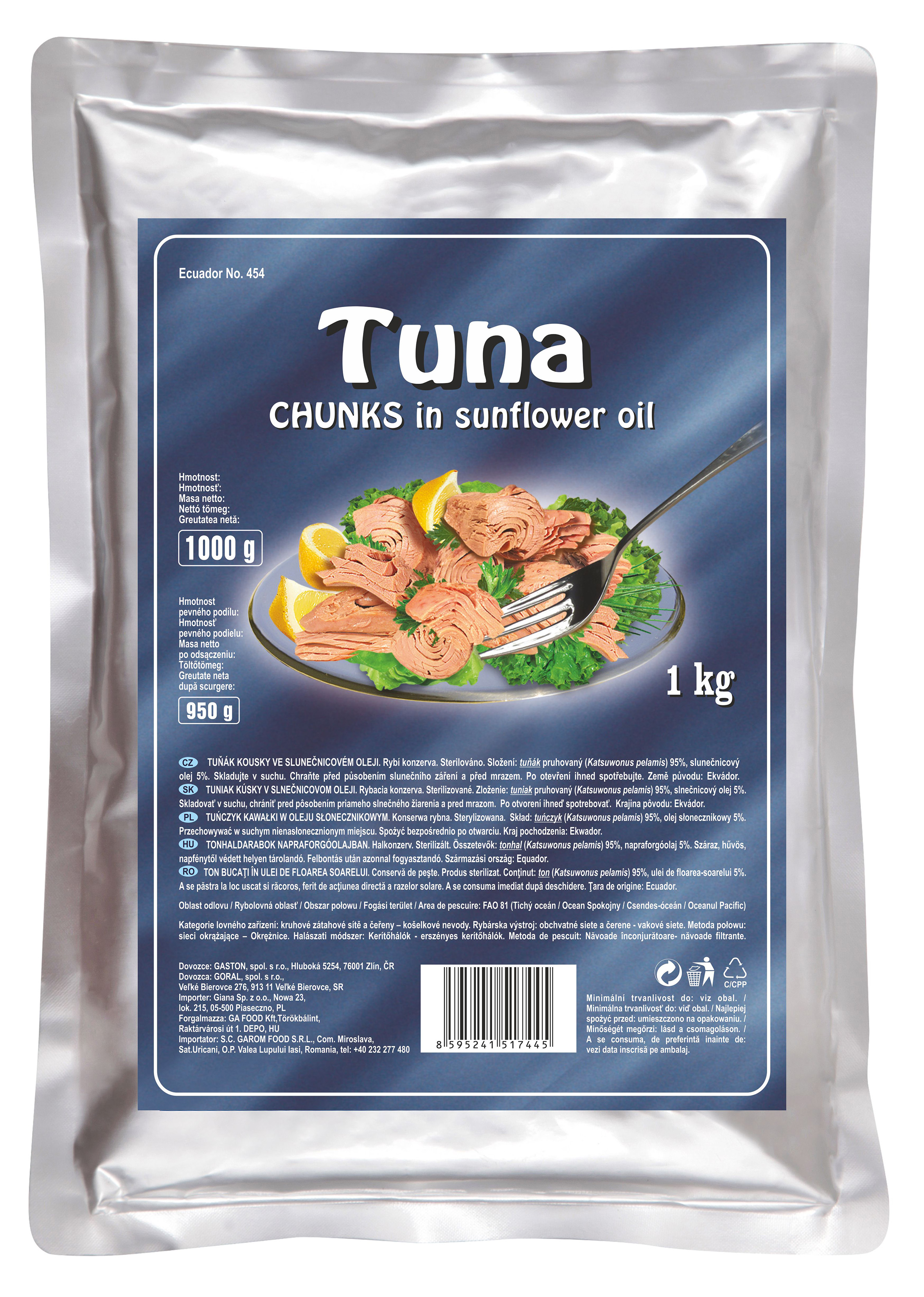 Tuńczyk Kawałki W Oleju Słonecznikowym 1 Kg Giana