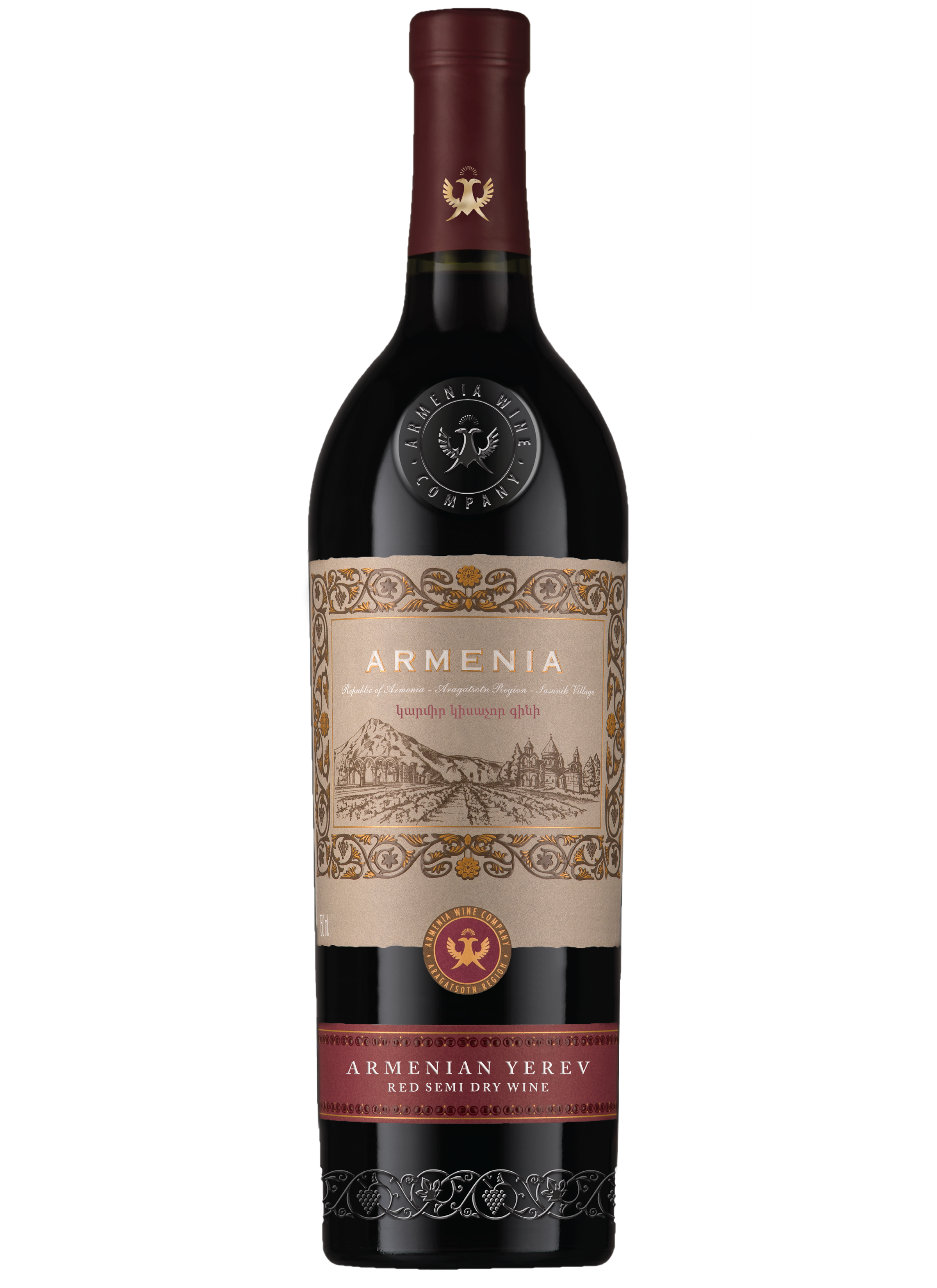 Wino Gronowe Czerwone Półwytrawne Armenia Yerev Semi Dry Red 0,75 L