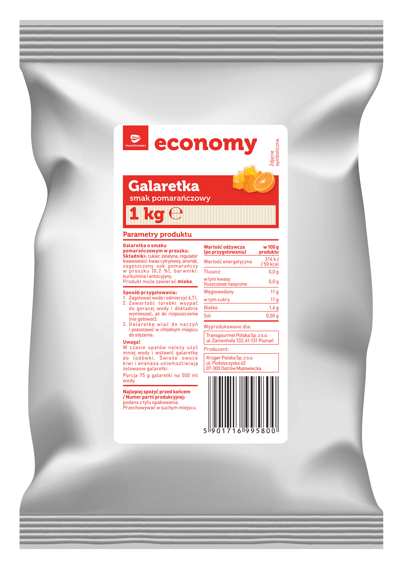 Tge Galaretka Smak Pomarańczowy 1Kg