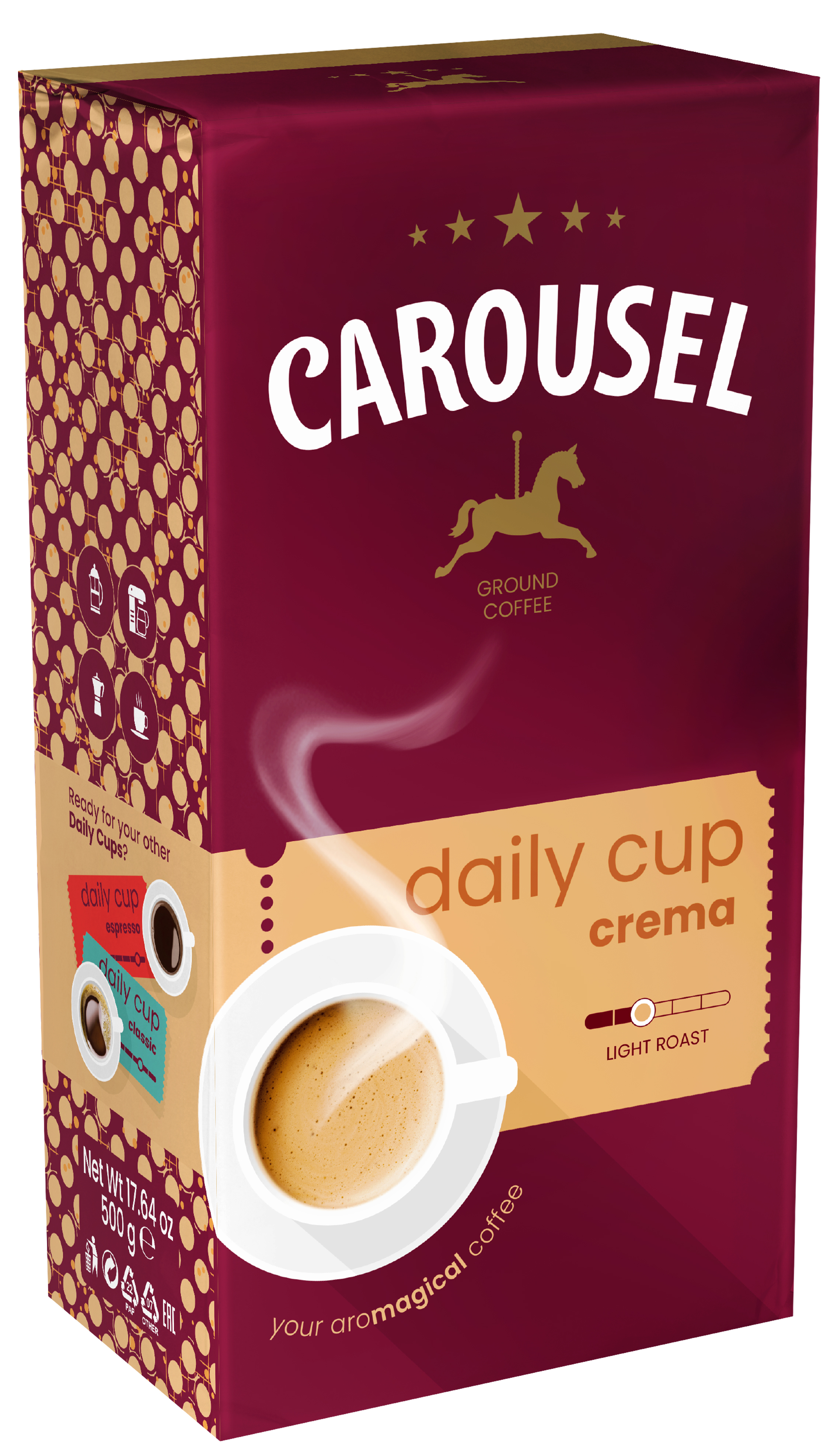 Carousel Coffee Carousel Daily Cup Crema Ground 500G