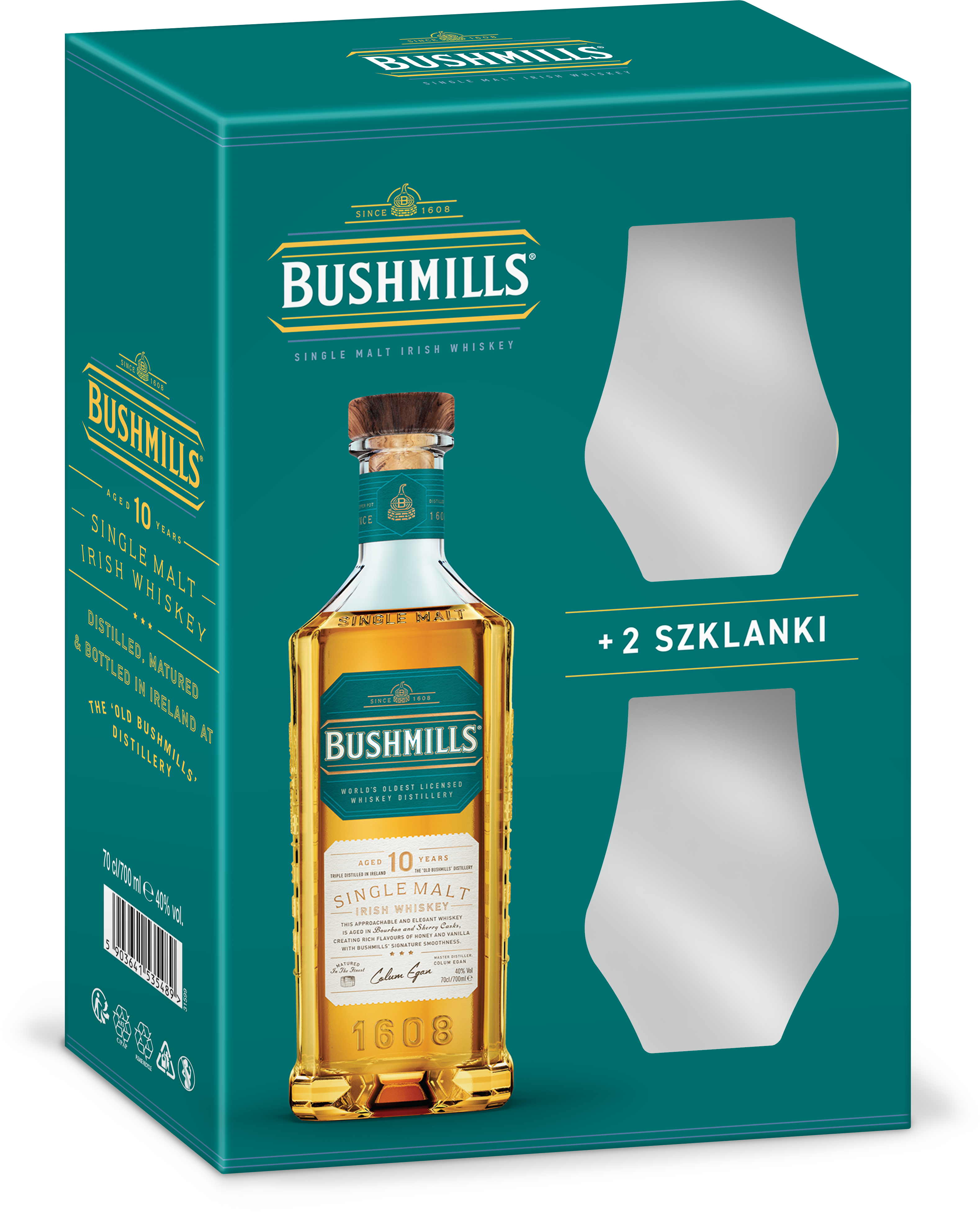Bushmills Malt Whisky 40% 0,7L + 2 Szklanki